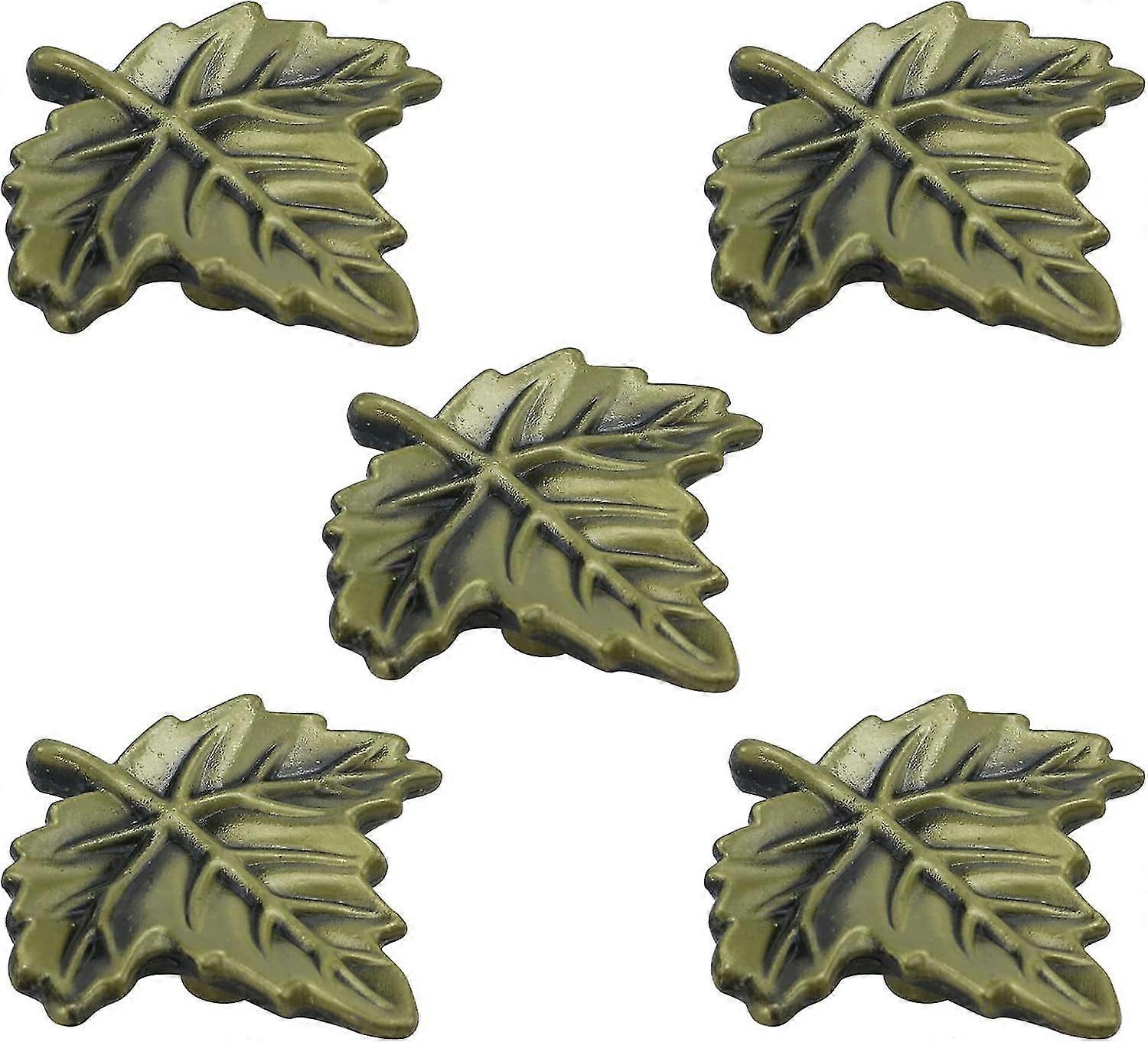 5pcs Leaf Shaped Pulls Antique Green Bronze Leaf Handle Cabinet Knobs Door Pulls Leaf Door Knobs - q36/YY
