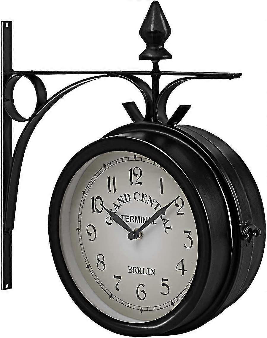 Double-sided Wall Clock Station Clock Garden Clock Double-sided Clock Time Indicator 33 X 30 X 10 Cm