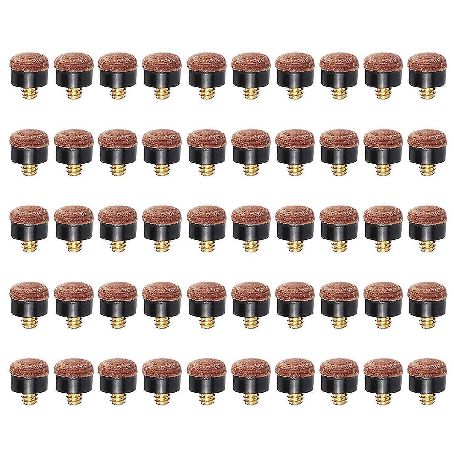 50Pcs Billiard Pool Cue Stick Screw-on Tips 13mm Billiard Cue Tips for Pool Cues and Snooker