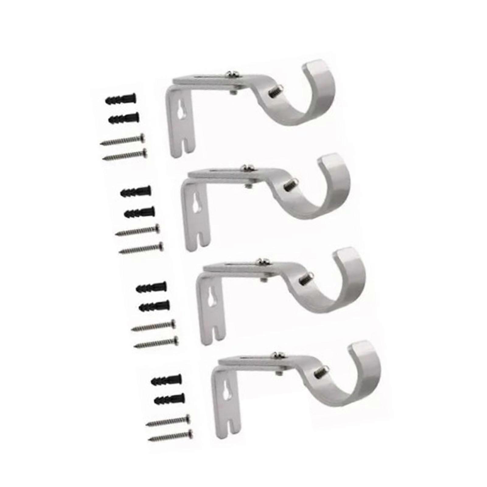 4PCS Curtain Rod Bracket Adjustable Heavy Duty Curtain Rod Wall Bracket Hooks with Installation Screws
