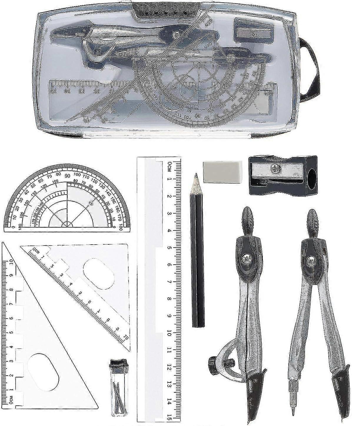 10 Piece Compass For Geometry Math Geometry Kit, Geometry Set With Compass For School And Office - Ya
