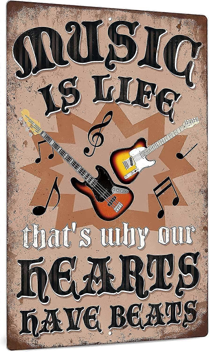 Sinal de música vintage de metal, decoração de parede retro para café bar, caverna do homem, garagem, 8x12 polegadas ou 12x16 polegadas