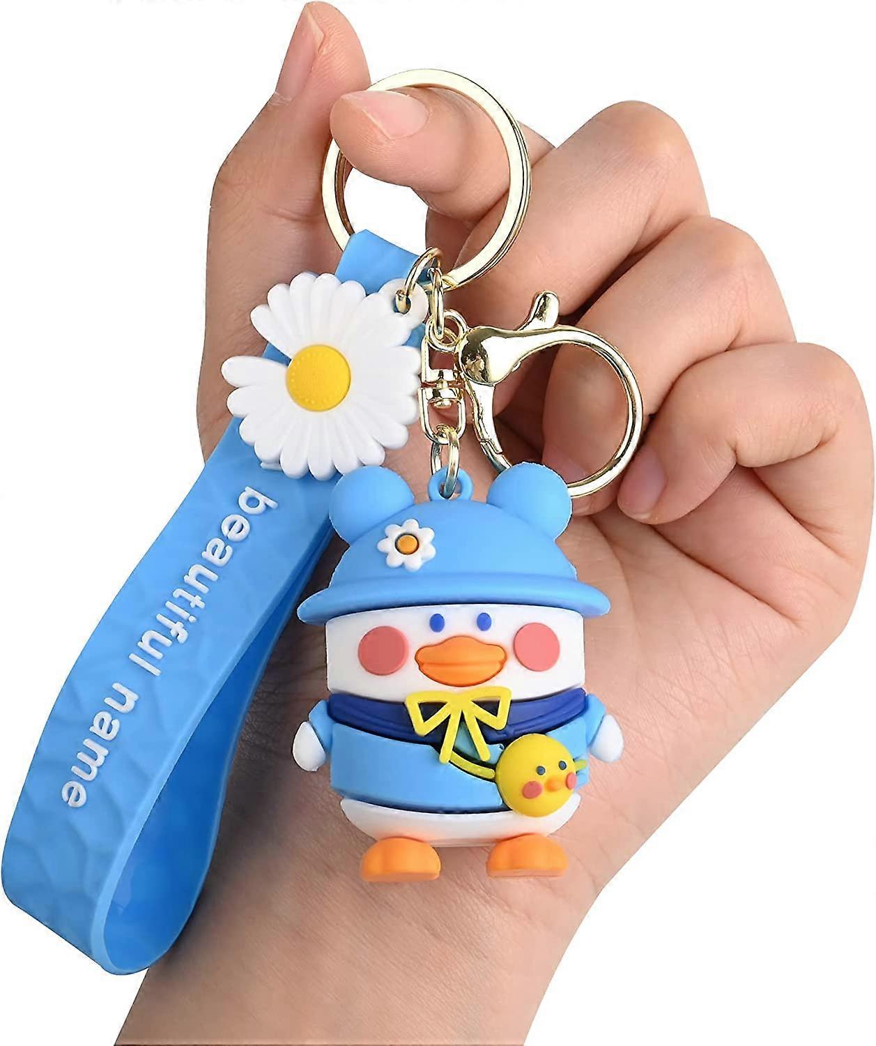 Cute and funny duck keychain with key ring and clasp for home keys and car keys