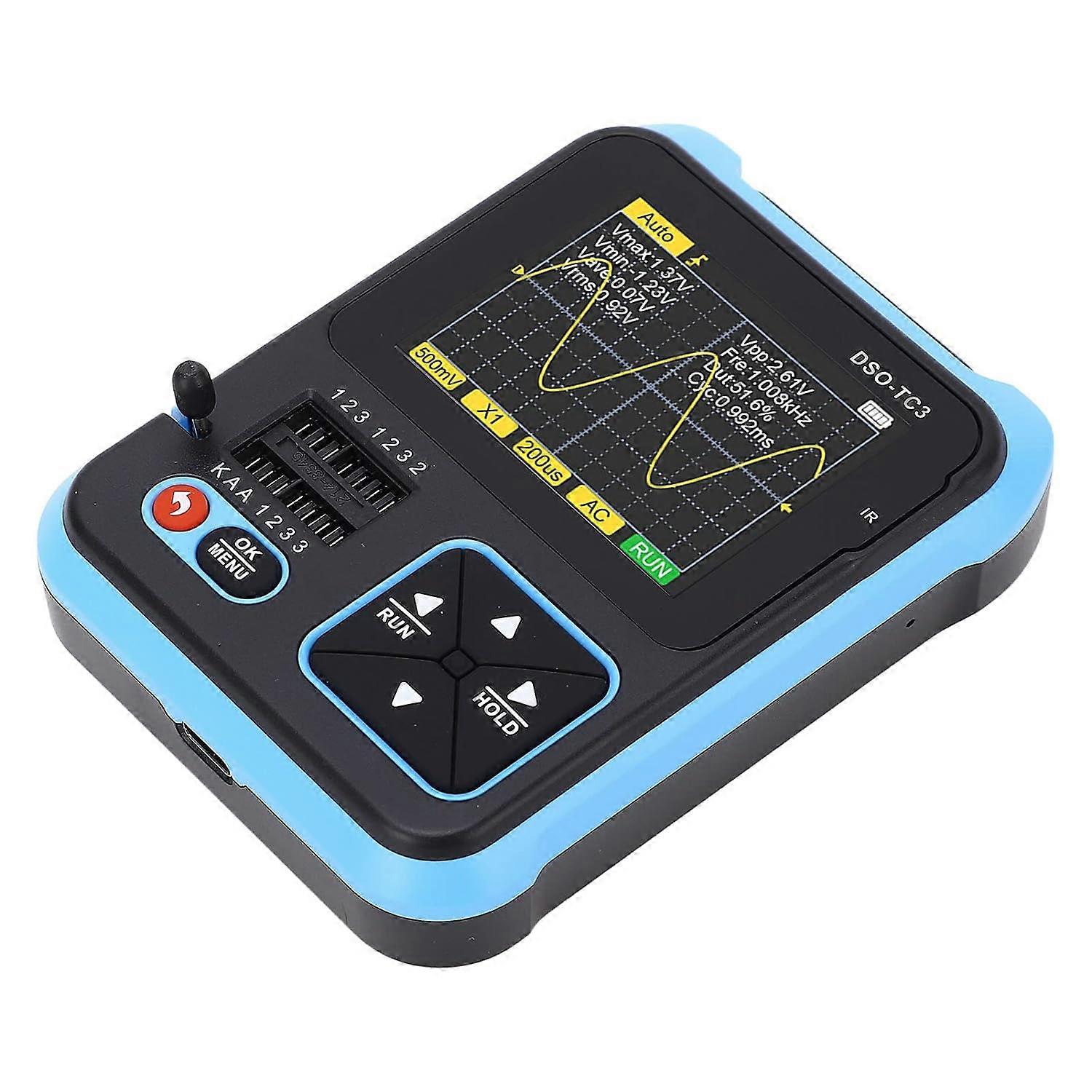 good Portable Digital Oscilloscope | 3 in 1 Portable Oscilloscope Multimeter | Bandwidth 500KHz | 10 MSa/s Sampling Rate | 2.4 Inch TFT LED Screen (Hi