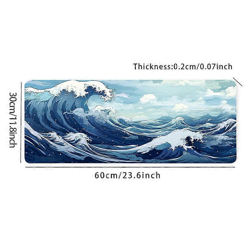 1pc Anti-Slip Blue Sea Wave Mousepad for Comfortable Office Use
