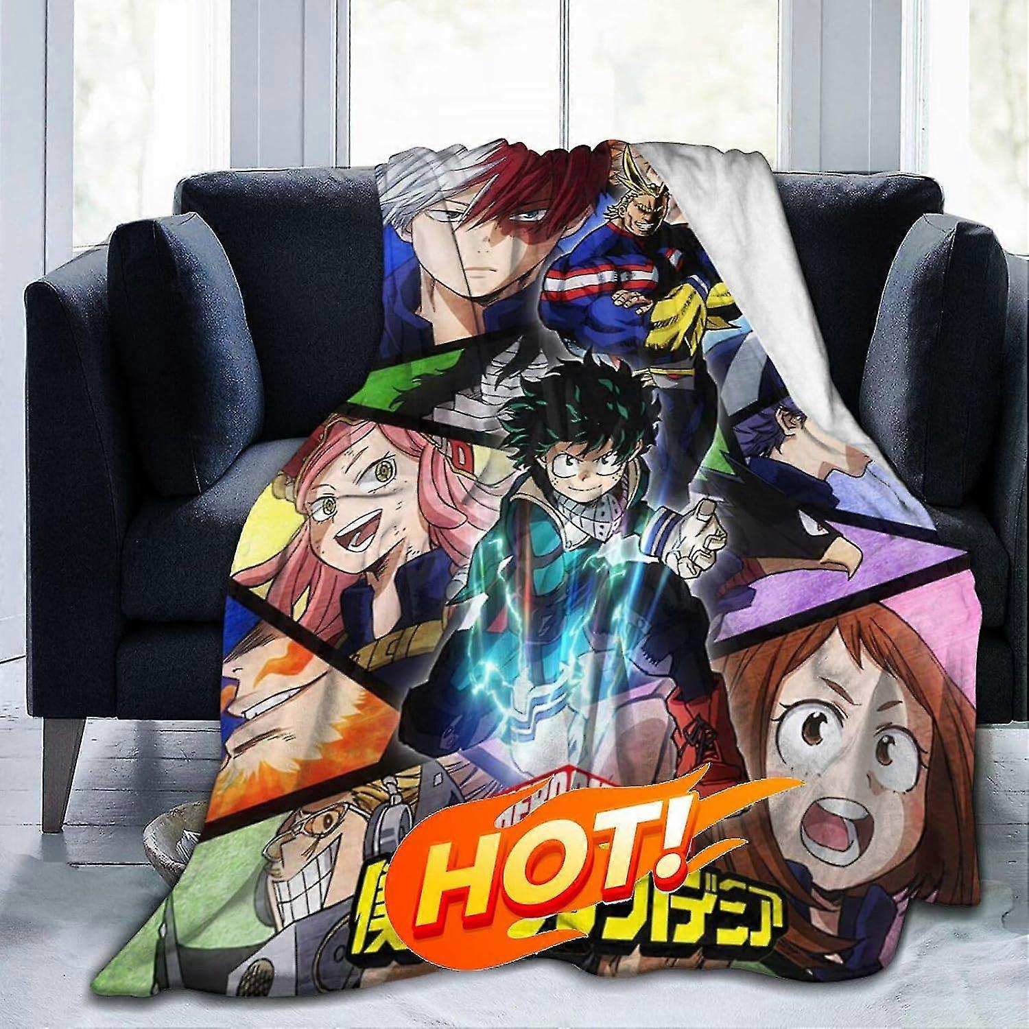 Unisex Deka Potisk Anime deka Teplý fleece Kreslené deky Postel Živá deka Černá _VB527ids10723