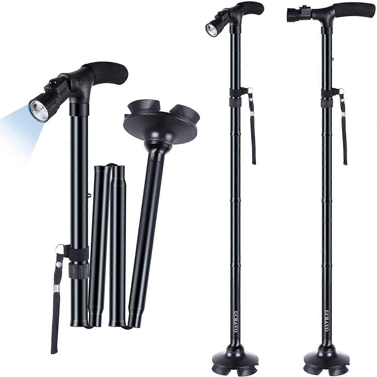 Folding Cane With Led Light Non Slip Grip Handle For Men And Women,100% New
