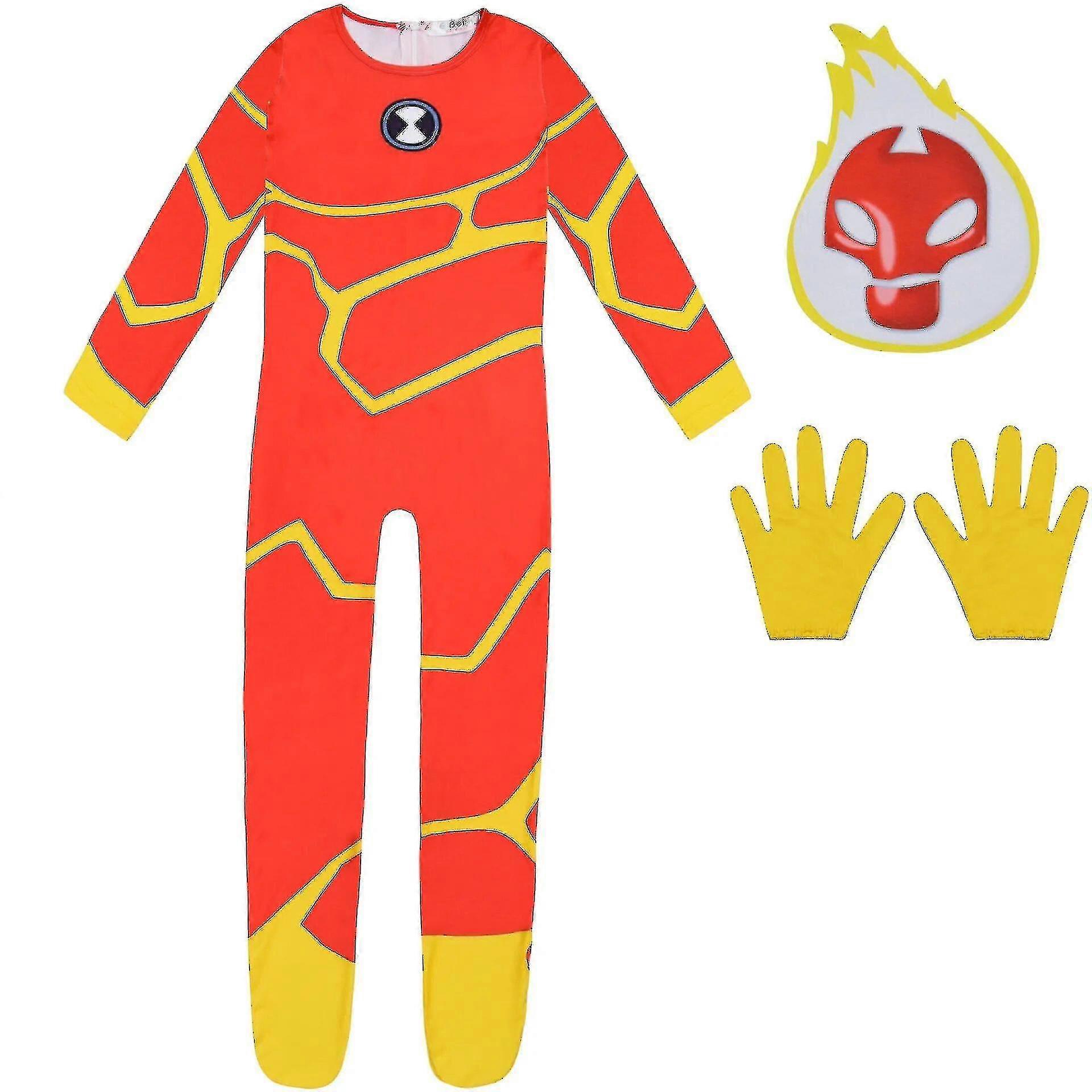 Halloween Costumes Games Ben10 Fireman Cosplay Bodysuit Carnival Party Children Fancy Dress Jumpsuits High Quality