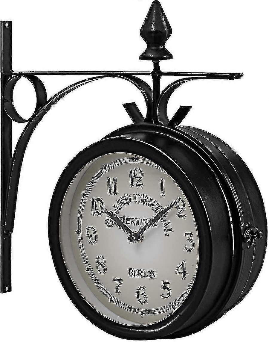 33 x 30 x 10 cm relógio de parede dupla face - Station Clock Garden Clock