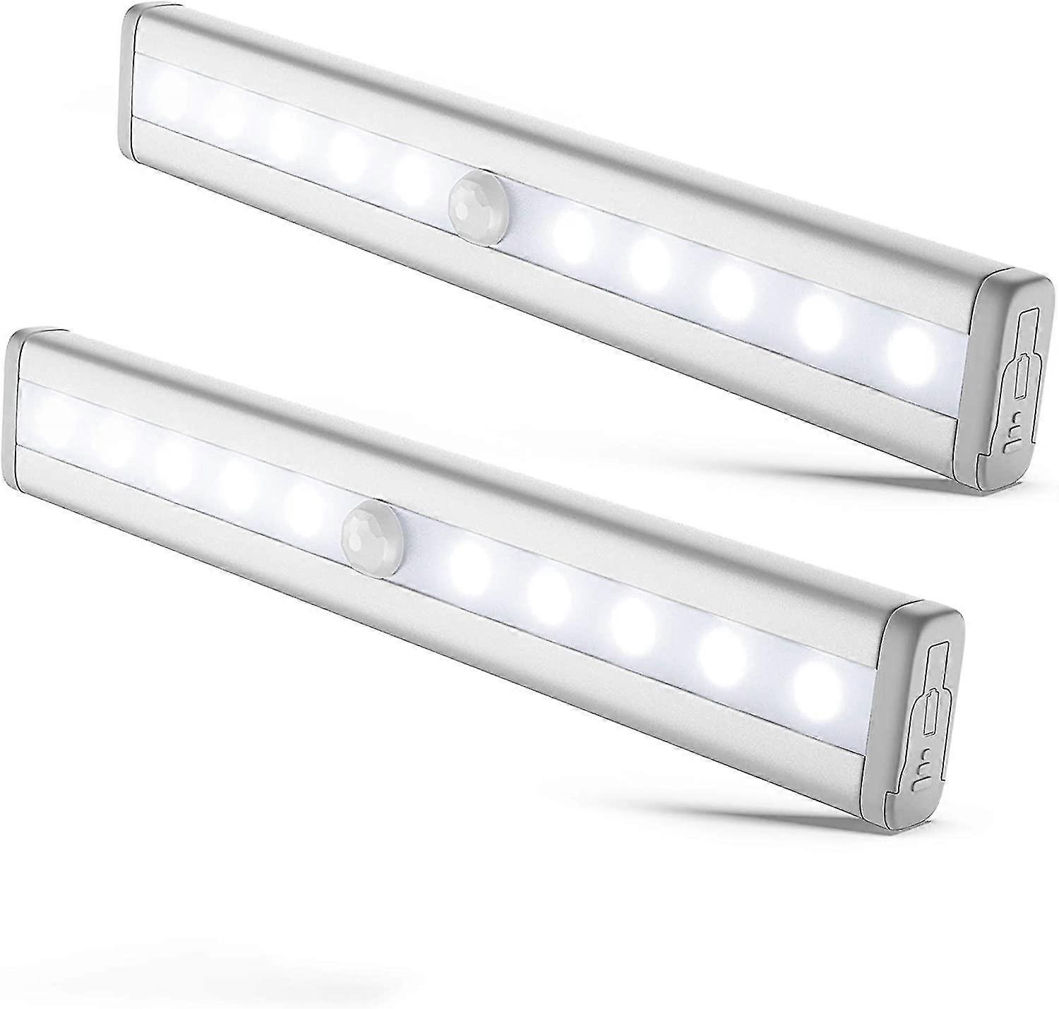 Set Of 2 Led Night Lights With Motion Detector, Cabinet Cabinet Lighting, Led Strip, Self-adhesive, Power Supply By Aaa Batteries (not Included)
