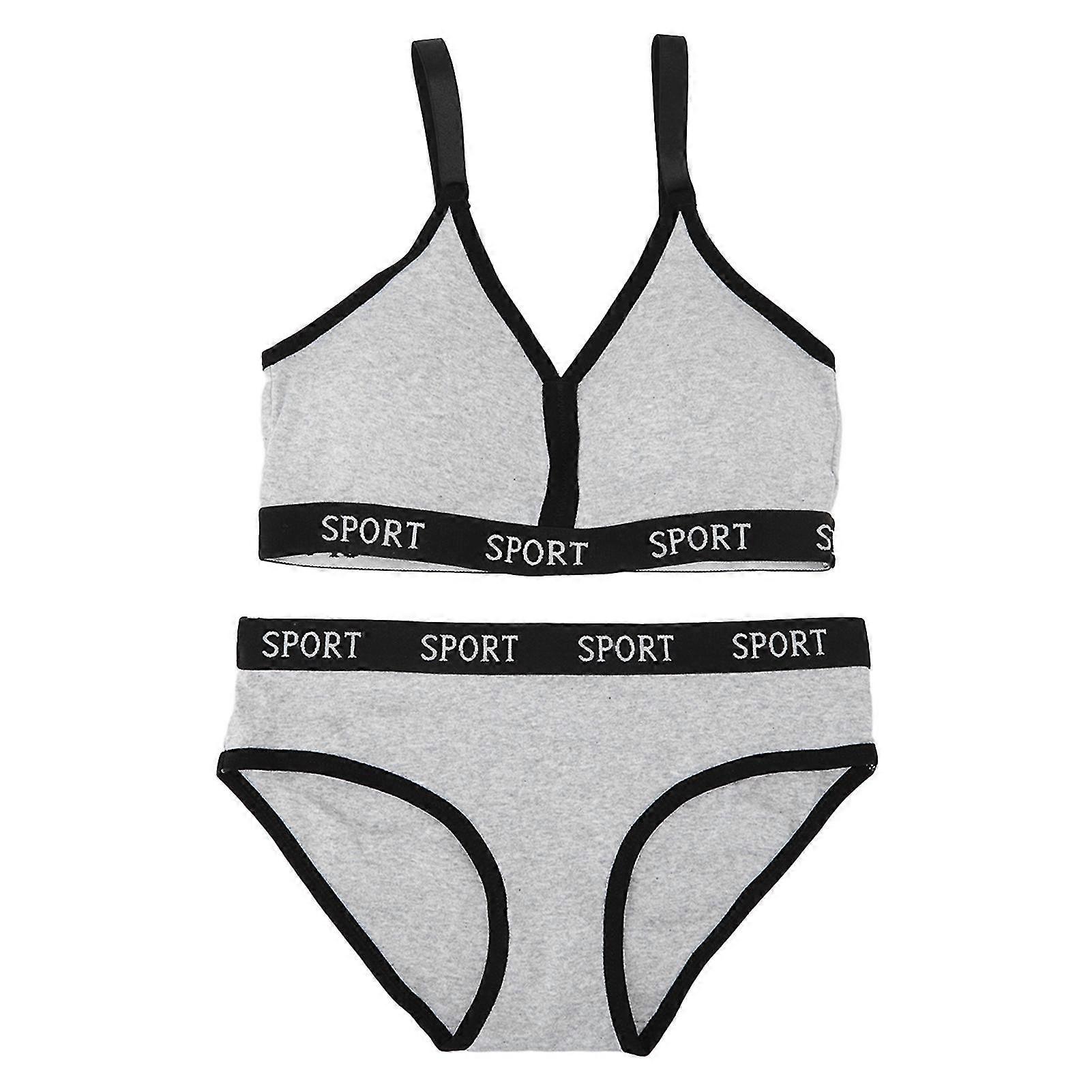 Adjustable Women's Sports Bra and Panties Set in Soft Breathable Combed Cotton for Yoga Exercise