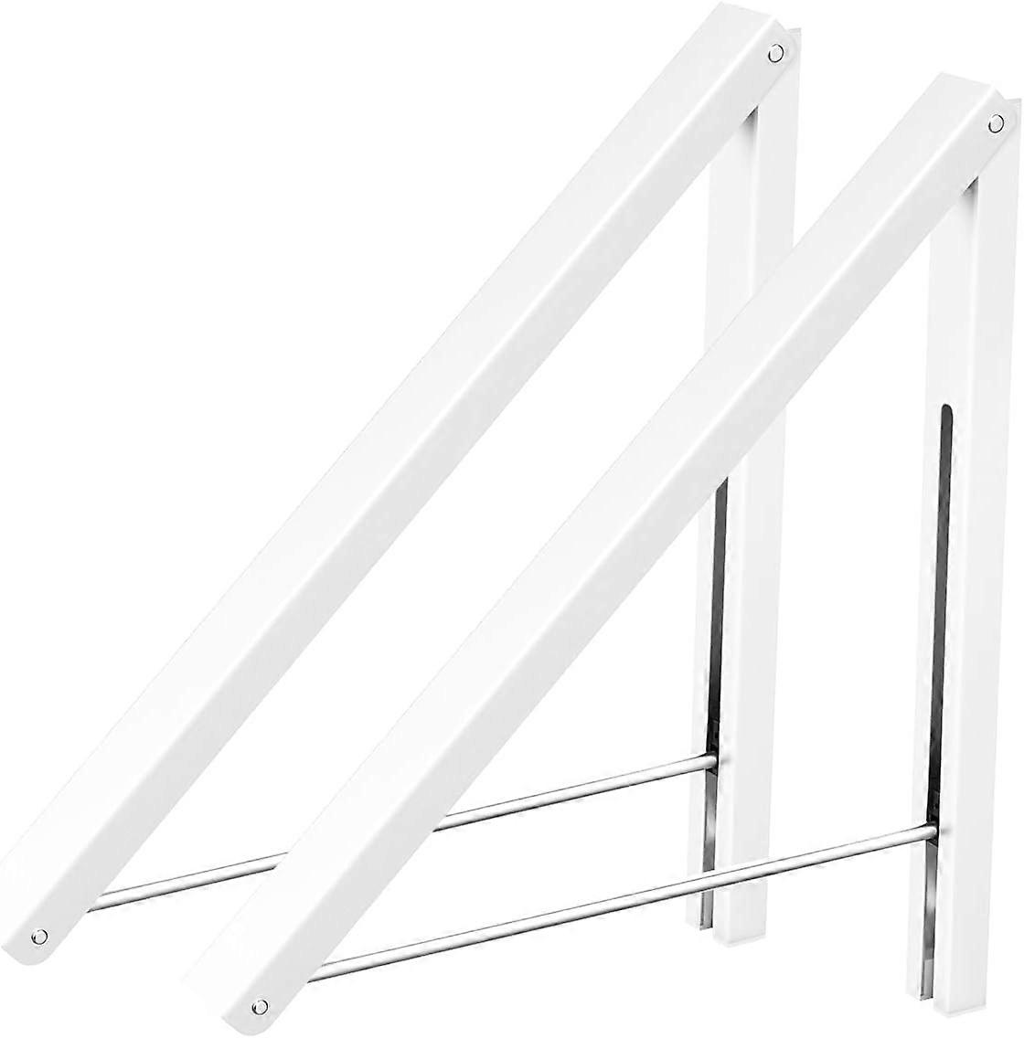 (2 pack white)Foldable Aluminum Wall Mounted Clothes Drying Rack - Space Saving White