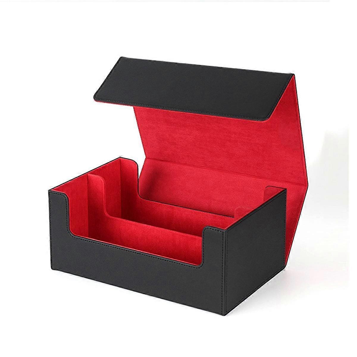 Card Storage Box for Trading Cards,Card Deck Case, Magnetic Closure Card Holder for Magnetic Game Cards Red+Black