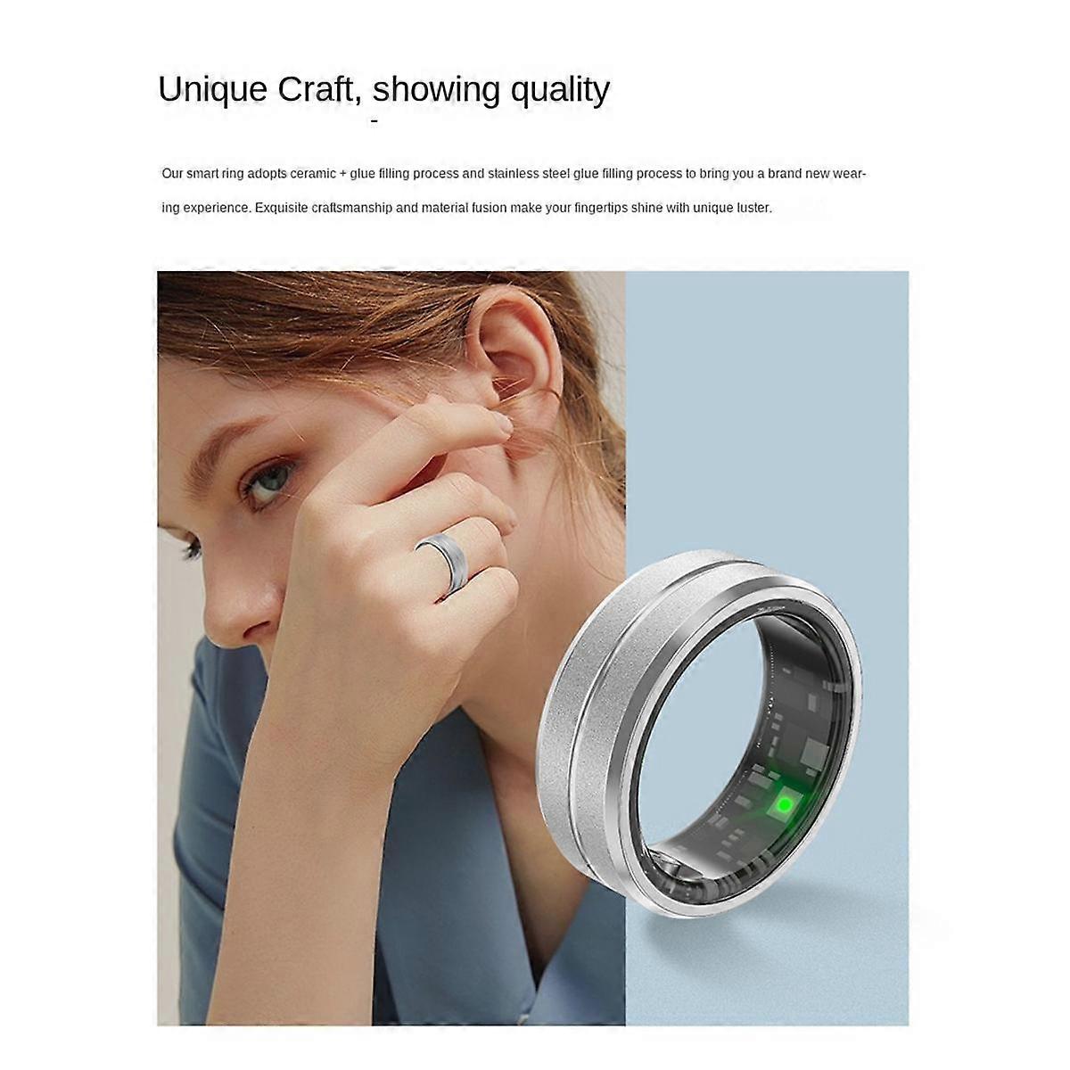 Smart Ring 21.5mm Monitor Sleep Blood Oxygen Heart Rate Health Bluetooth Multifunction Smart Ring,B
