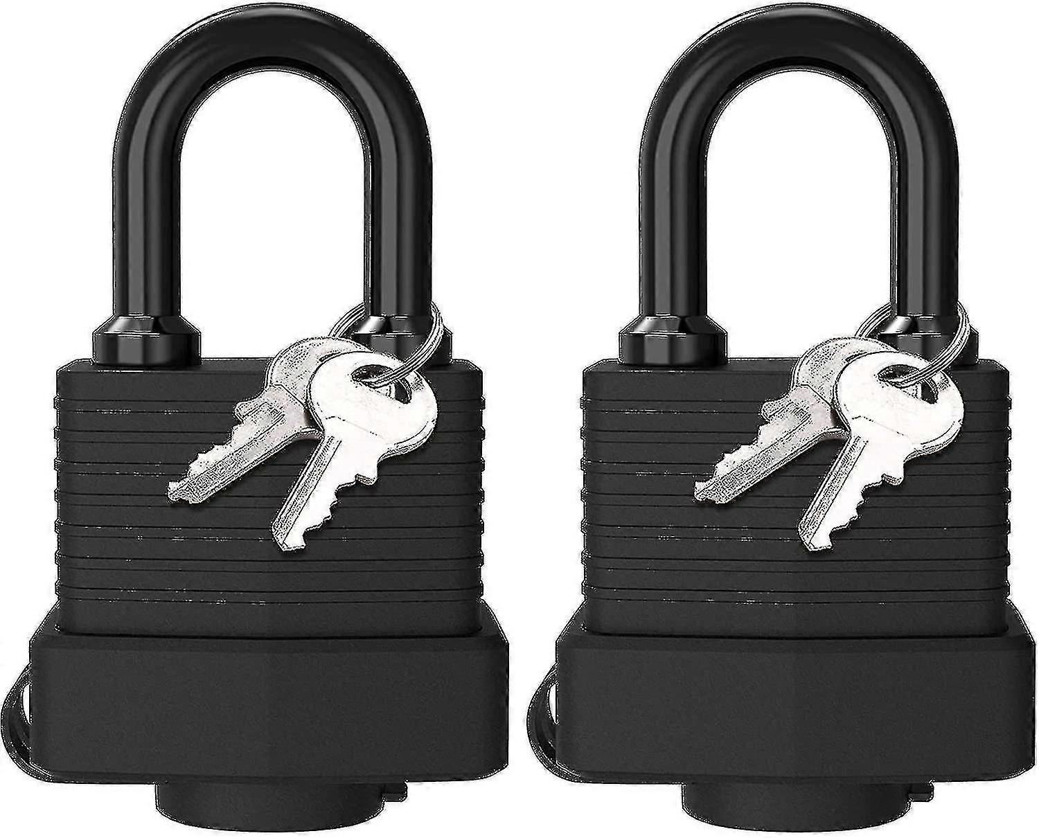 Padlock With Key, [2 Pack] [4 Keys] Padlock Waterproof Key Padlocks 40mm