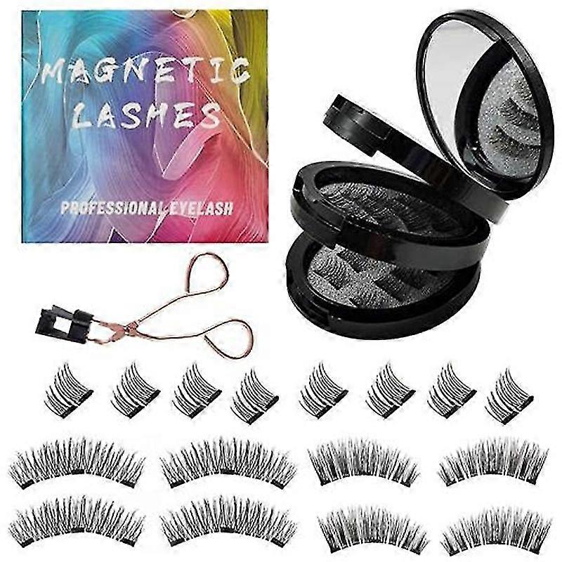 4 Pairs Magnetic Eyelashes Without Eyeliner, Reusable Magnetic False Eyelashes, Natural Look 3d Magnetic False Eyelashes