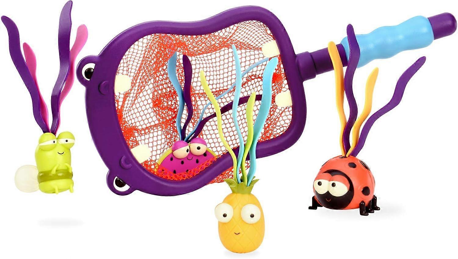 Hippo Scoop/Shark Scoop-a-Diving Pool Toys,1 Shark Net and 4 Water Toys for kids 3+ (5-Pieces)