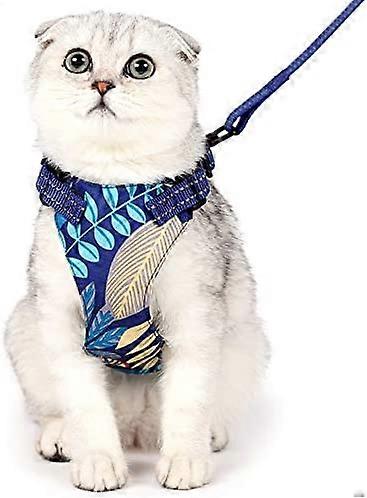 Cat Harness and Leash Set, Escape Proof Safe Kitten Vest Harness for Walking, Step in Adjustable Soft Breathable Mesh Harness with Reflective Strip, S