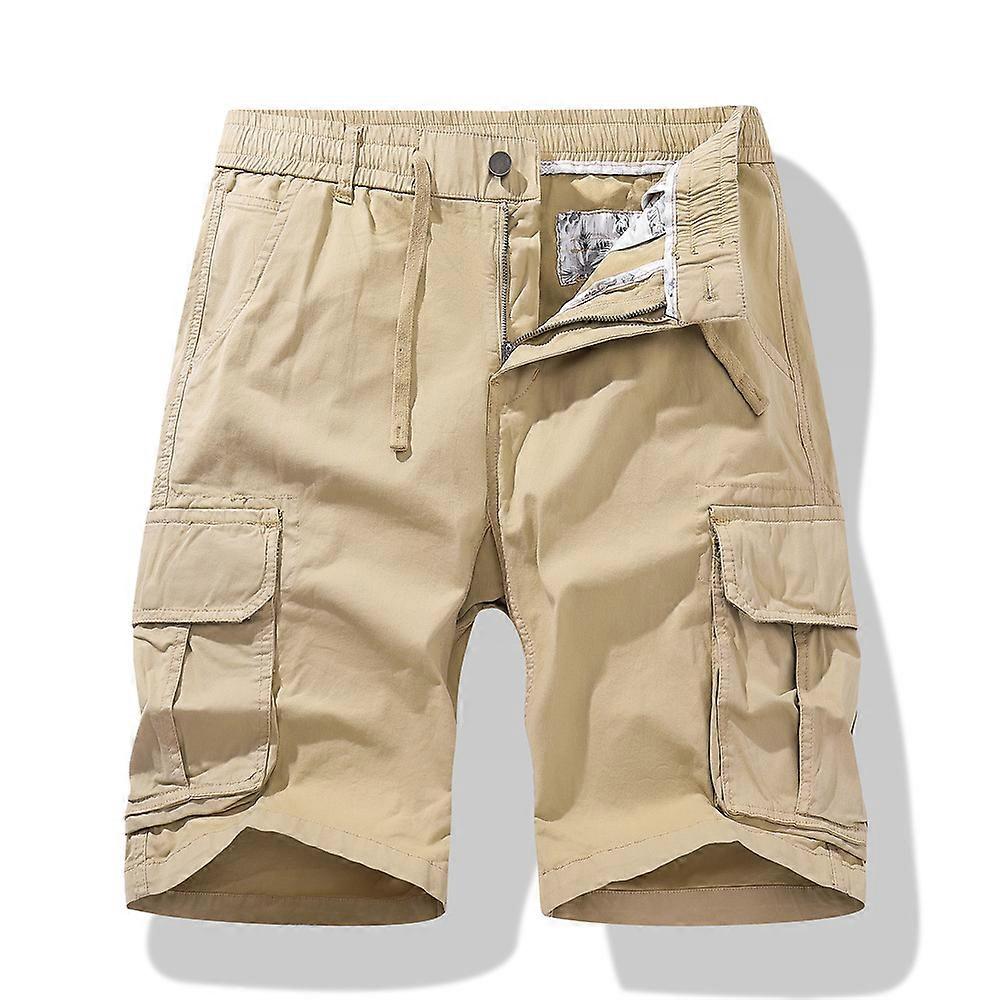 Shorts Men Men's Cargo Shorts Plus Size Elastic Waist Drawstring Cargo Short Pants Lightweight Zipper Button Multi