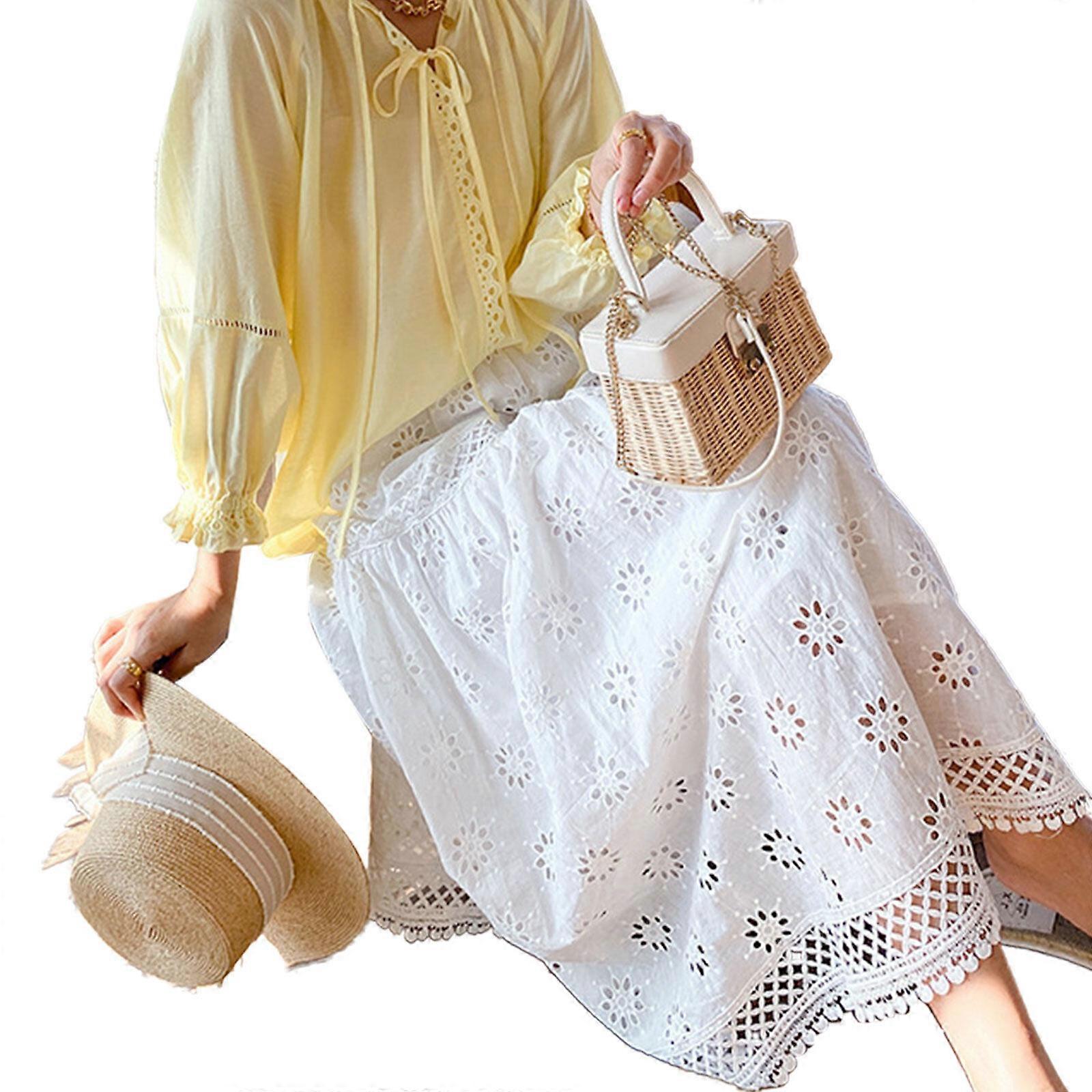 Moda femei de vară 2023 Casual Color brodate fusta Maxi etajate