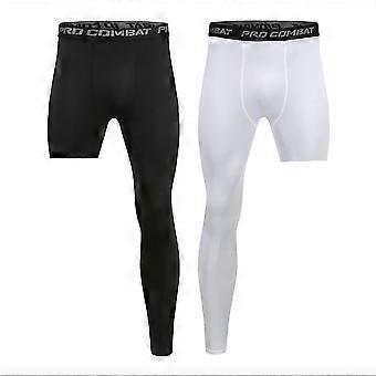 Men One Leg Compression Tights Long Pants Basketball Athletic