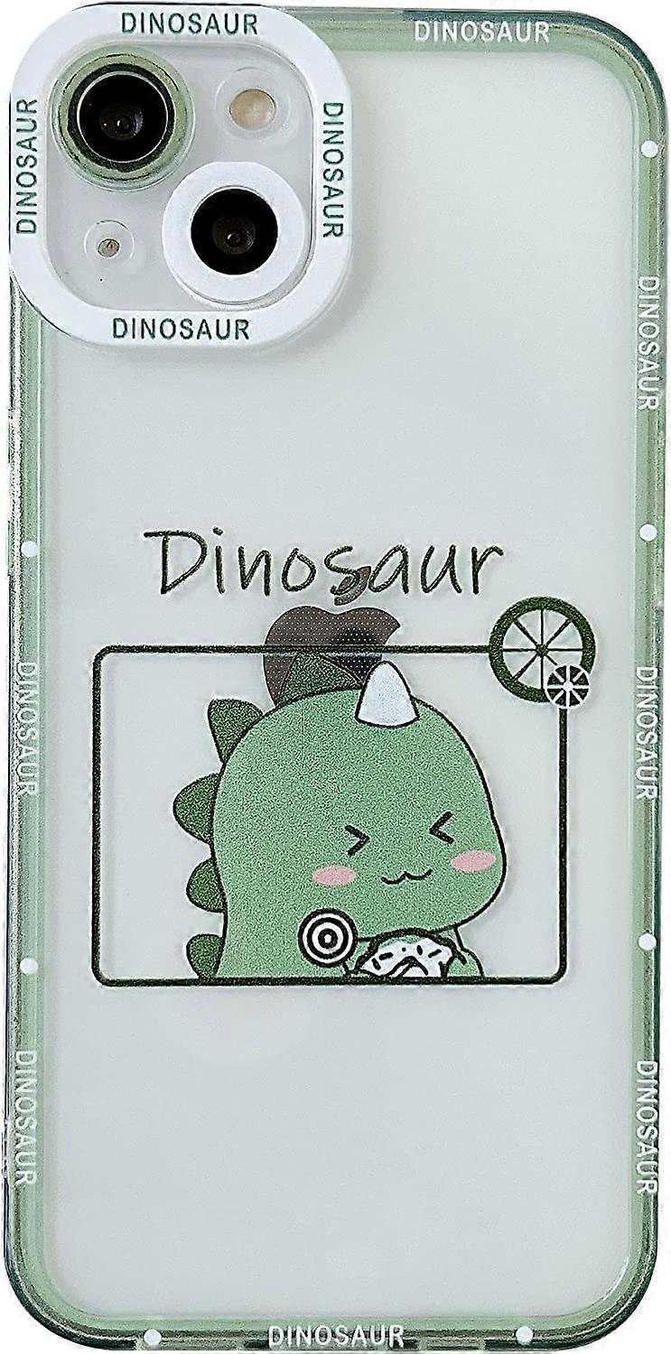 Cute Cartoon Dinosaur Clear Soft Compatible with iPhone Case (Green-2,iPhone 12 Pro)