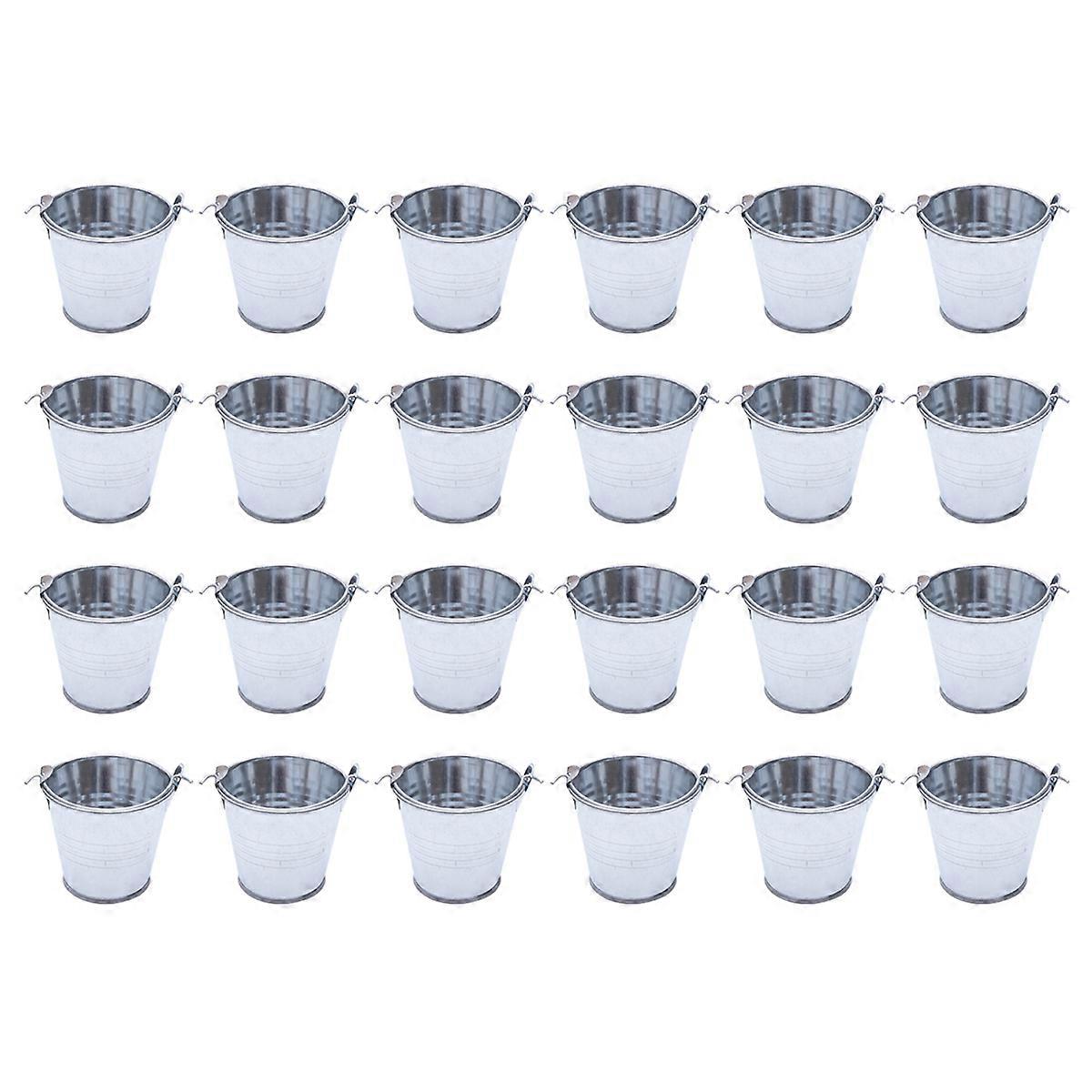 24pcs פח מיני דלי מתכת עציצים עציצים קישוט הבית אדניות מרפסת ברזל קטנות שולחן עבודה תפאורה לבית