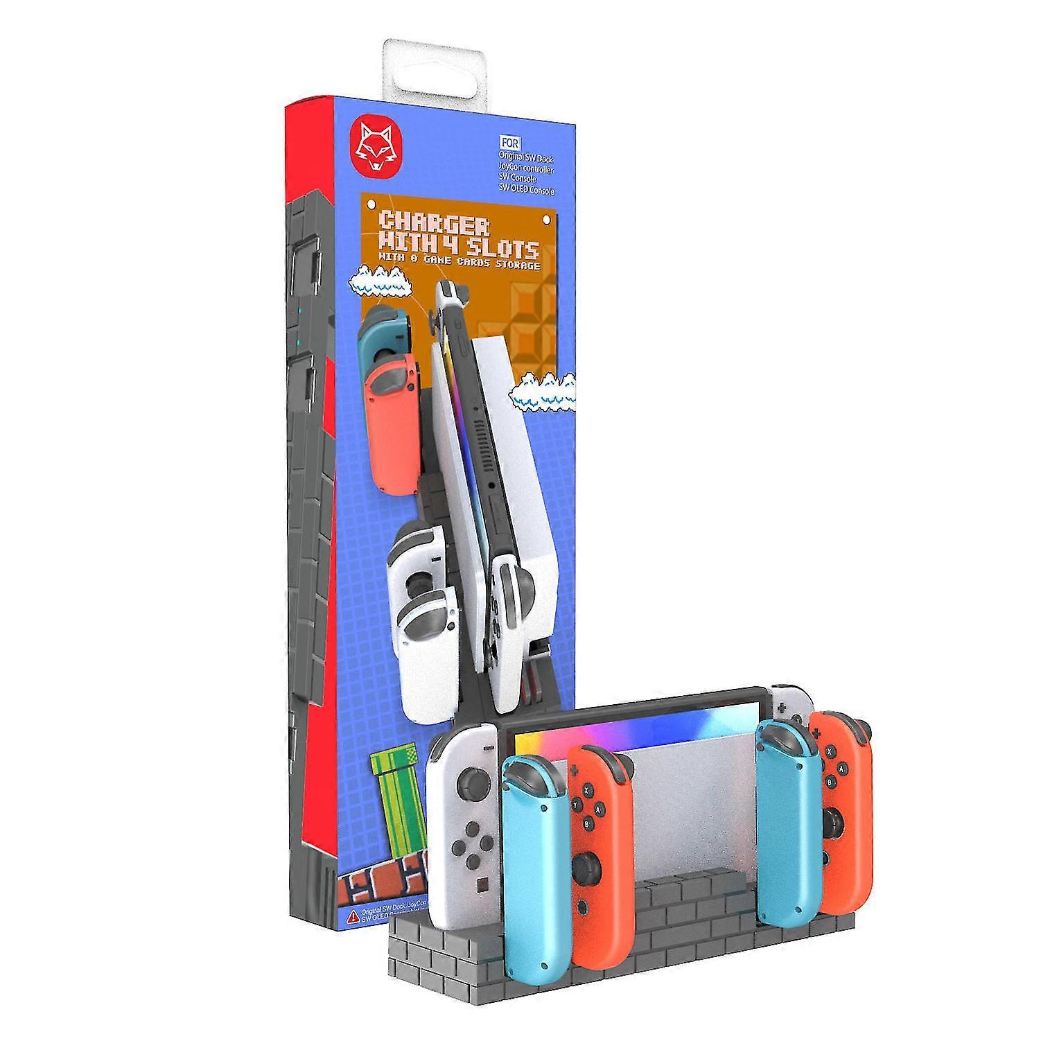 Black Switch/switch Oled Base Joycon Handle Charging Bracket Handle Charging Base With 8 Game Card Slots