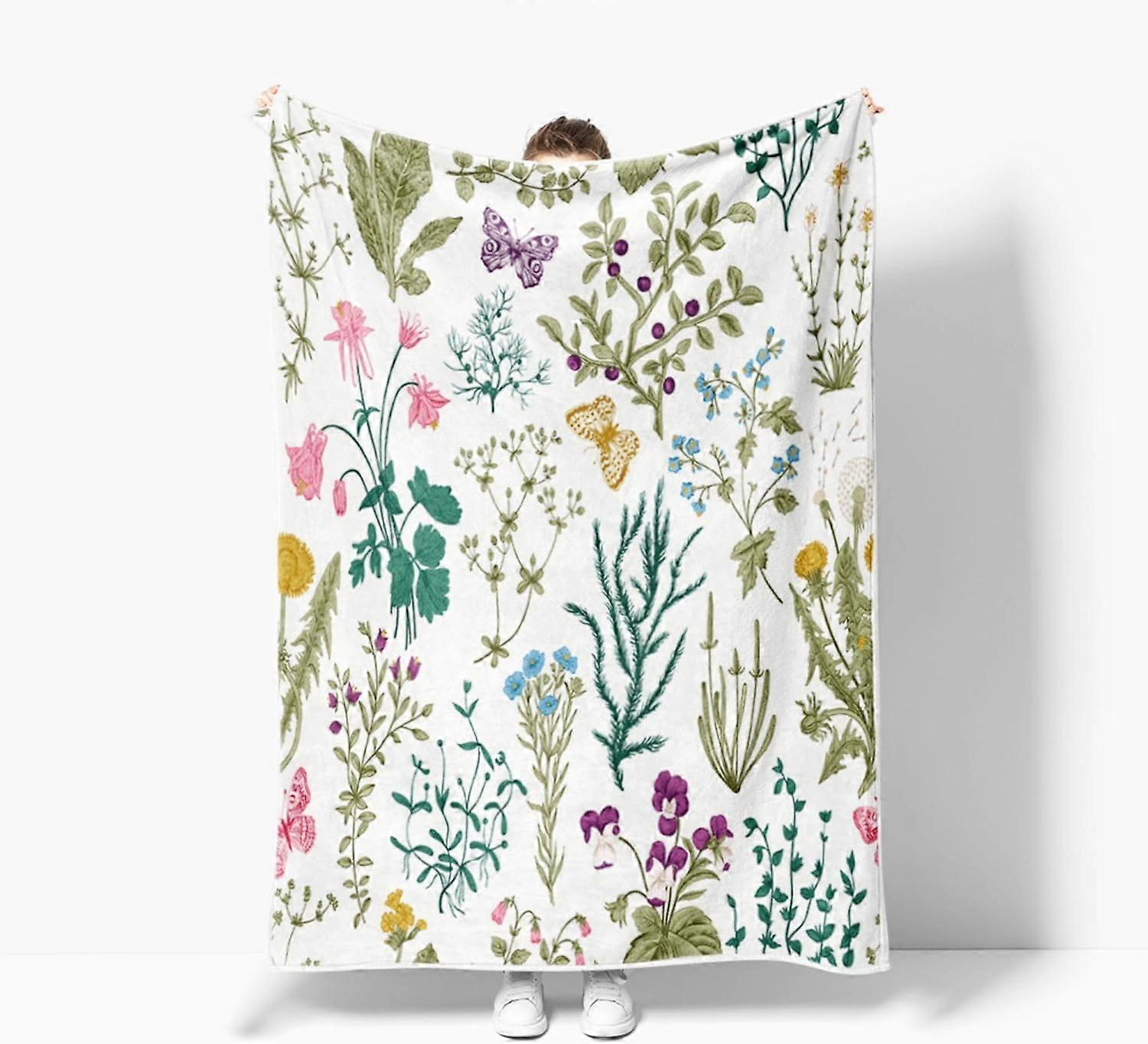 Spring Throw Blanket, Floral Throw Blanket for Couch Bed, Colorful Watercolor Flower Decorative Soft Warm Cozy Blanket Plush Throws \u200bBlankets (50