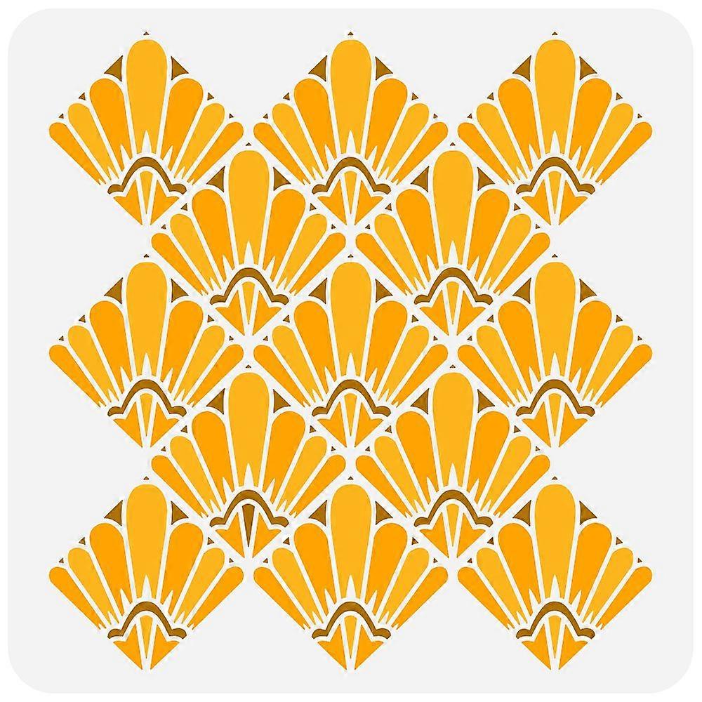 1pc PET Hollow Out Drawing Painting Stencils for DIY Scrapbook Photo Album Fan Pattern 30x30cm