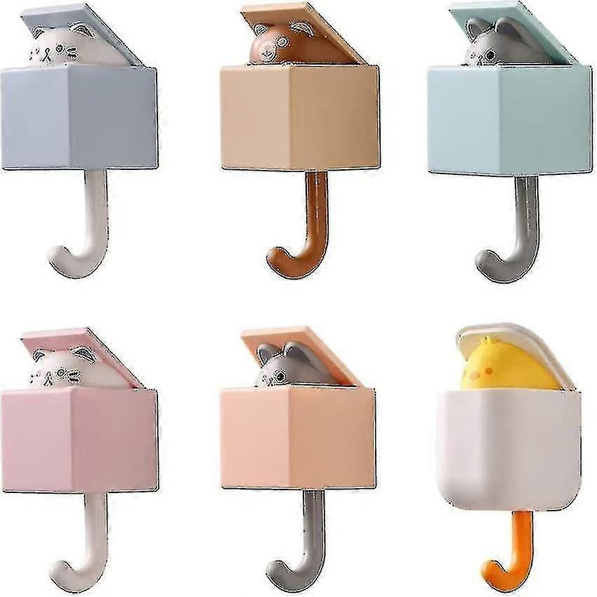 6pcs χαριτωμένο γάντζο γάτας απρόσκοπτη τουαλέτα κρεβατοκάμαρα πόρτα κρεμάστρα κλειδί ομπρέλα πετσέτα καπάκι γάντζο