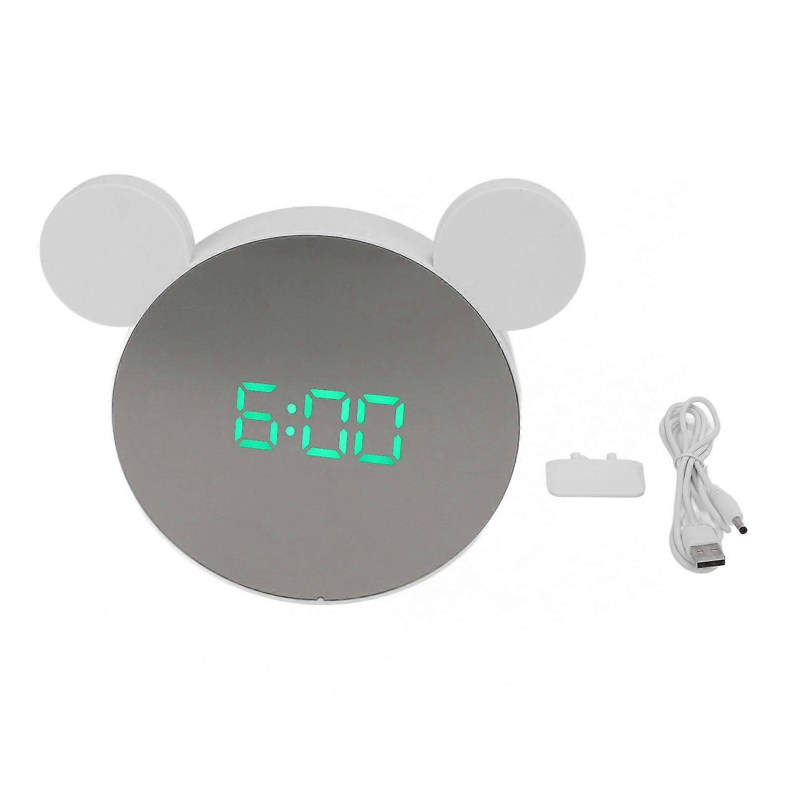 Digital Alarm Clock Mirror with Ear Adjust Brightness Backlight LED Clock Digital with Time Date Temperature Display Green Light