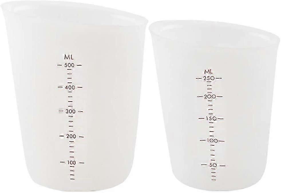 2 Resin Silicone Cups 250 / 500ml Precise Scale Measuring Cup Clear Graduated