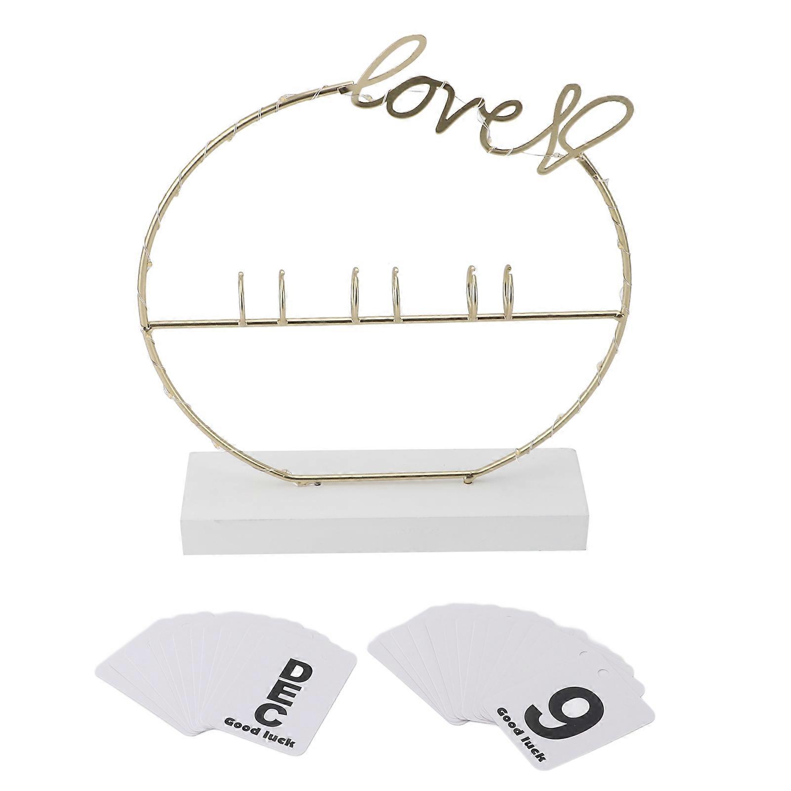 Metal Flip Calendar LED Light Desk Decor White