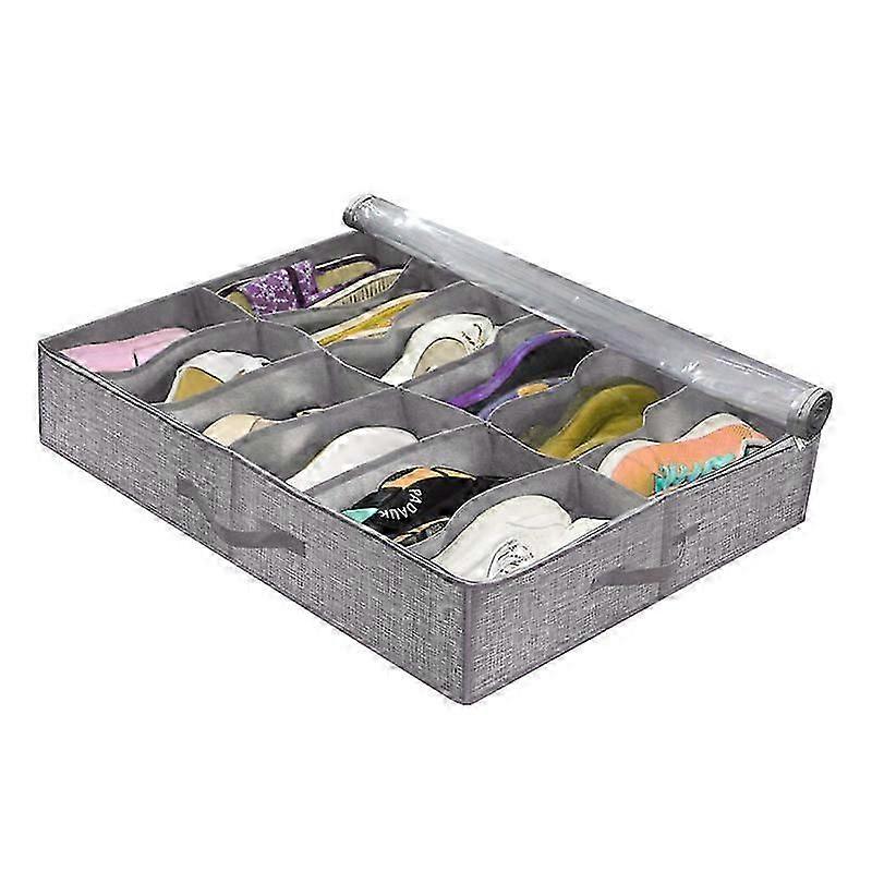 Under-bed Shoe Storage Box, Foldable Non-woven Lattice Storage Bag