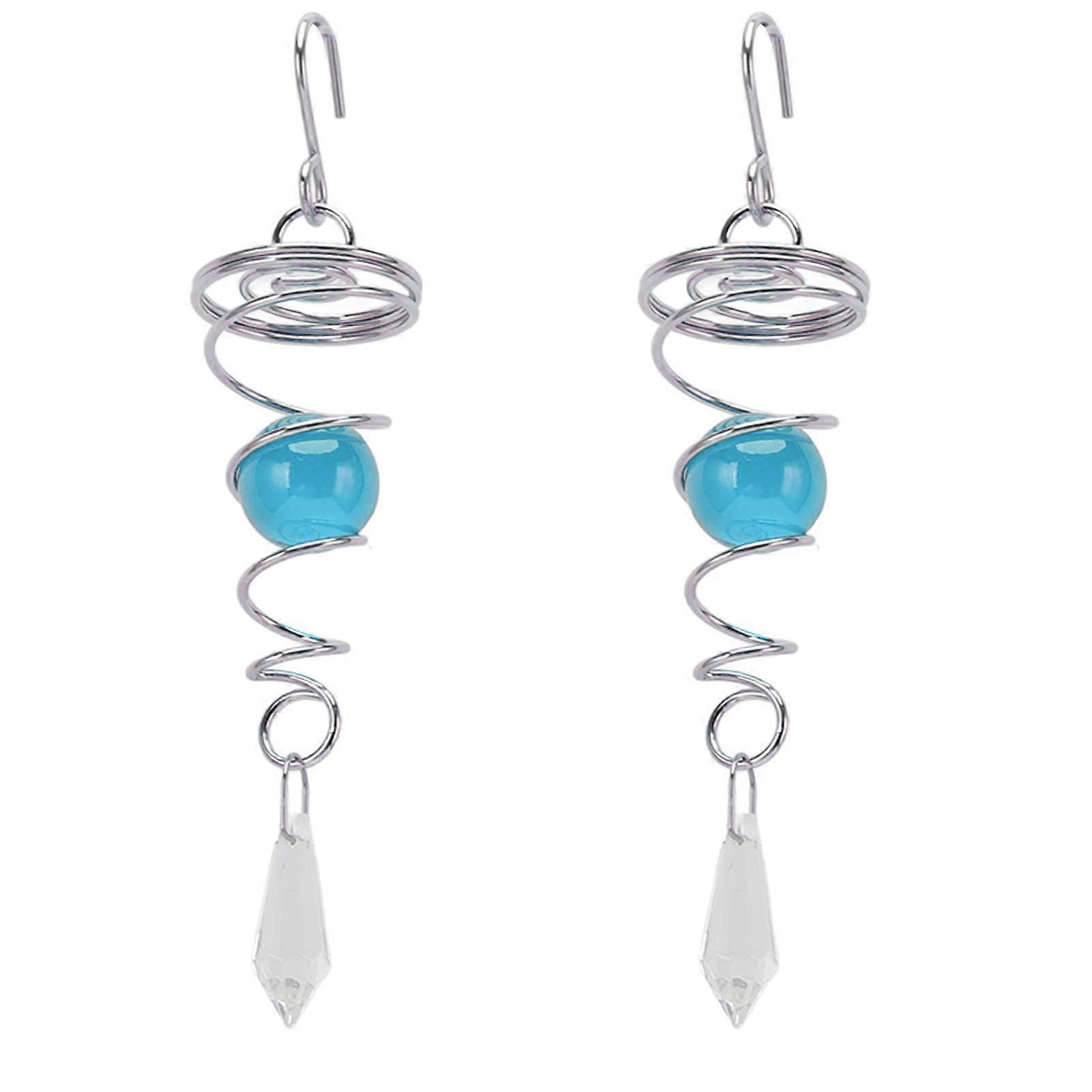 2Pcs Hellblauer Gazing Ball Spiral Tail Wind Spinner