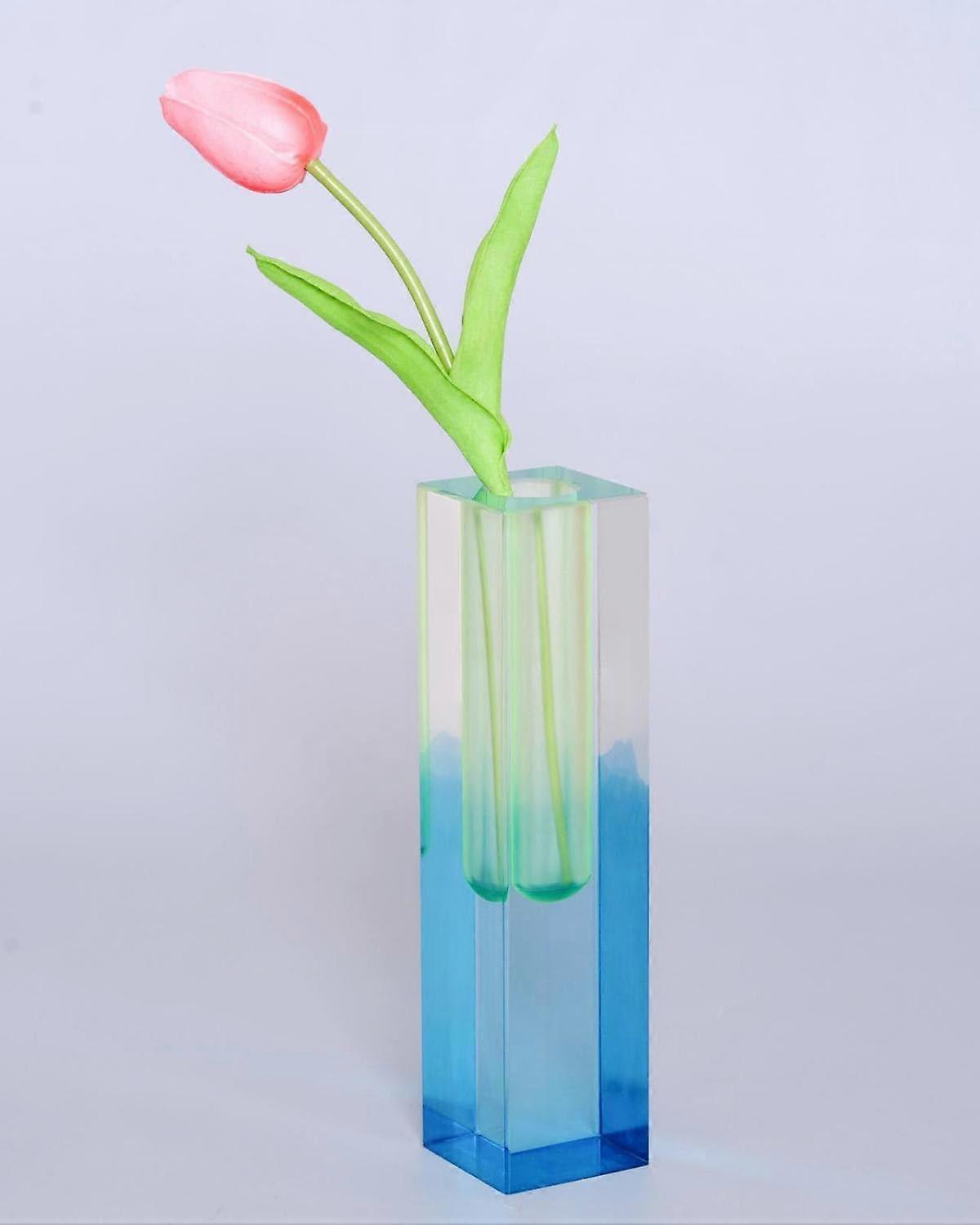 Unique Eclectic Maximalist Acrylic Pillar Vase for Home or Office Decor