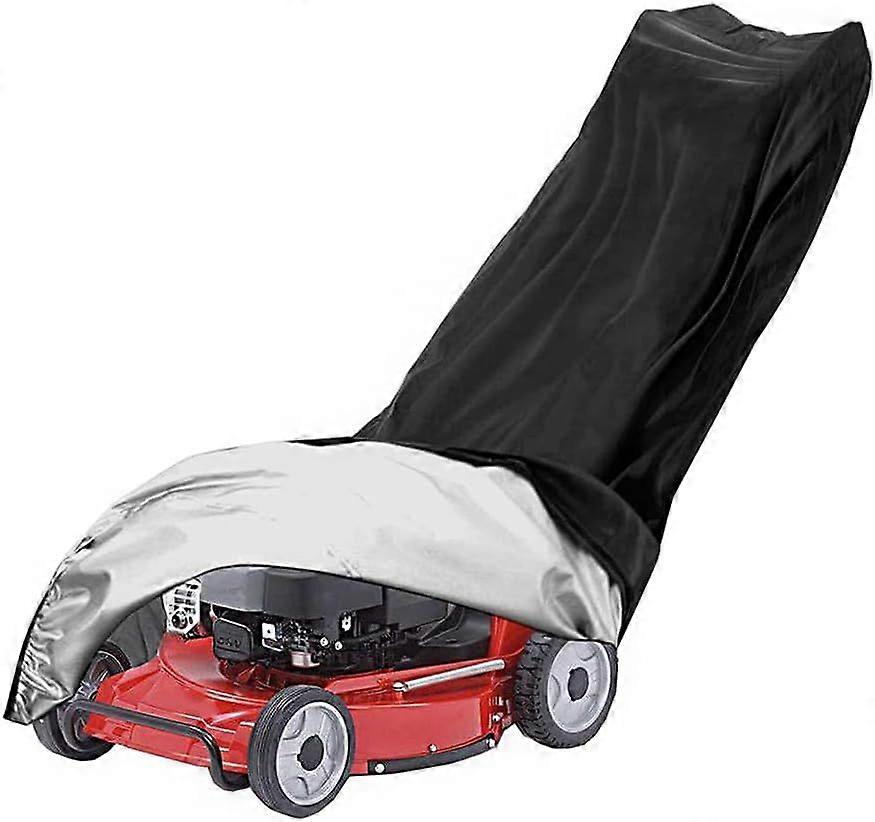 Waterproof Lawn Mower Cover with Drawstring Windproof Dustproof UV Protection 210D Oxford Fabric Walk Behind Lawnmower Cover (193 x 64 x 112 cm)