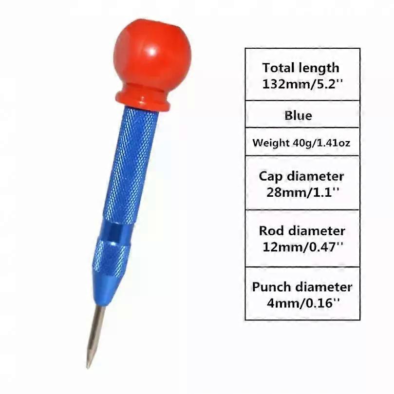 Automatic Center Punch Hole With Cap Adjustable Impact Spring Loaded Punch Wood Press Dent Marker Woodworking Tool Drill Bit