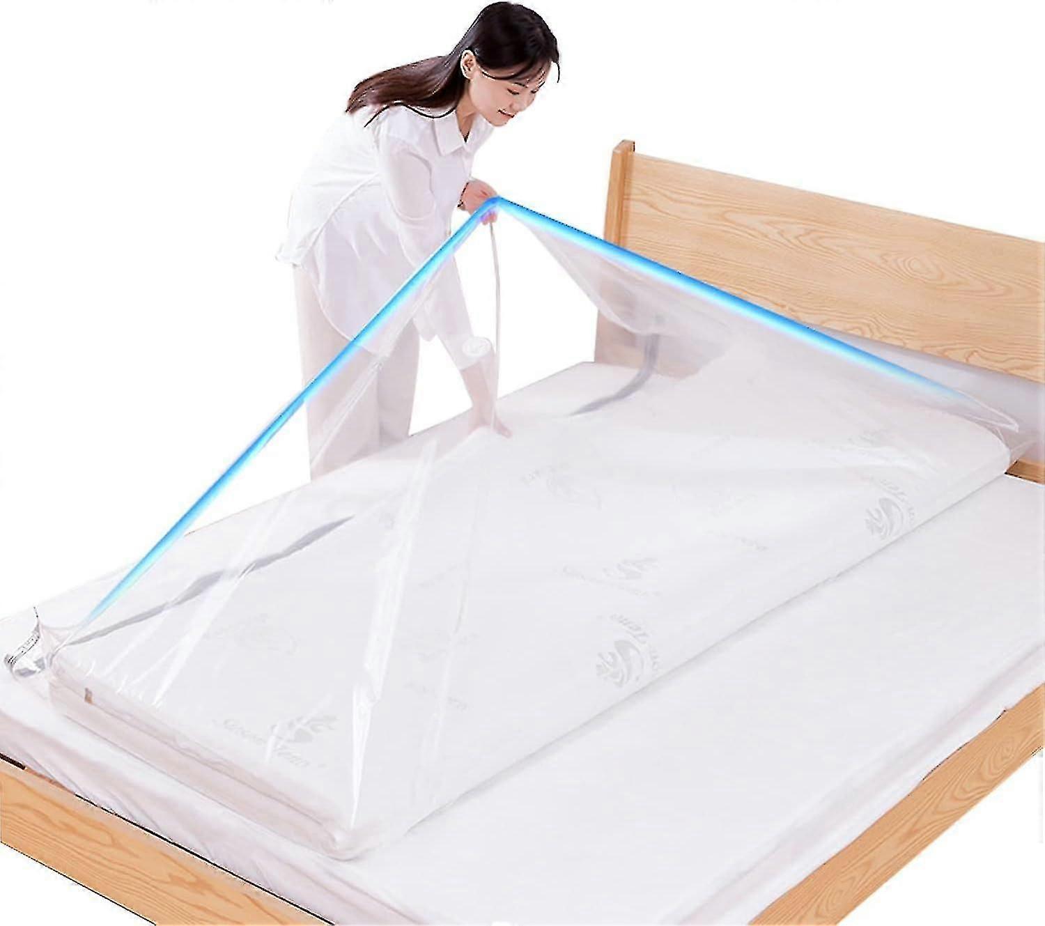 Large Vacuum Storage Bags For Mattress Clothes Waterproof Lockable Reusable Space Saving Compression Mattress 80% No Vacuum Pump 220*100cm