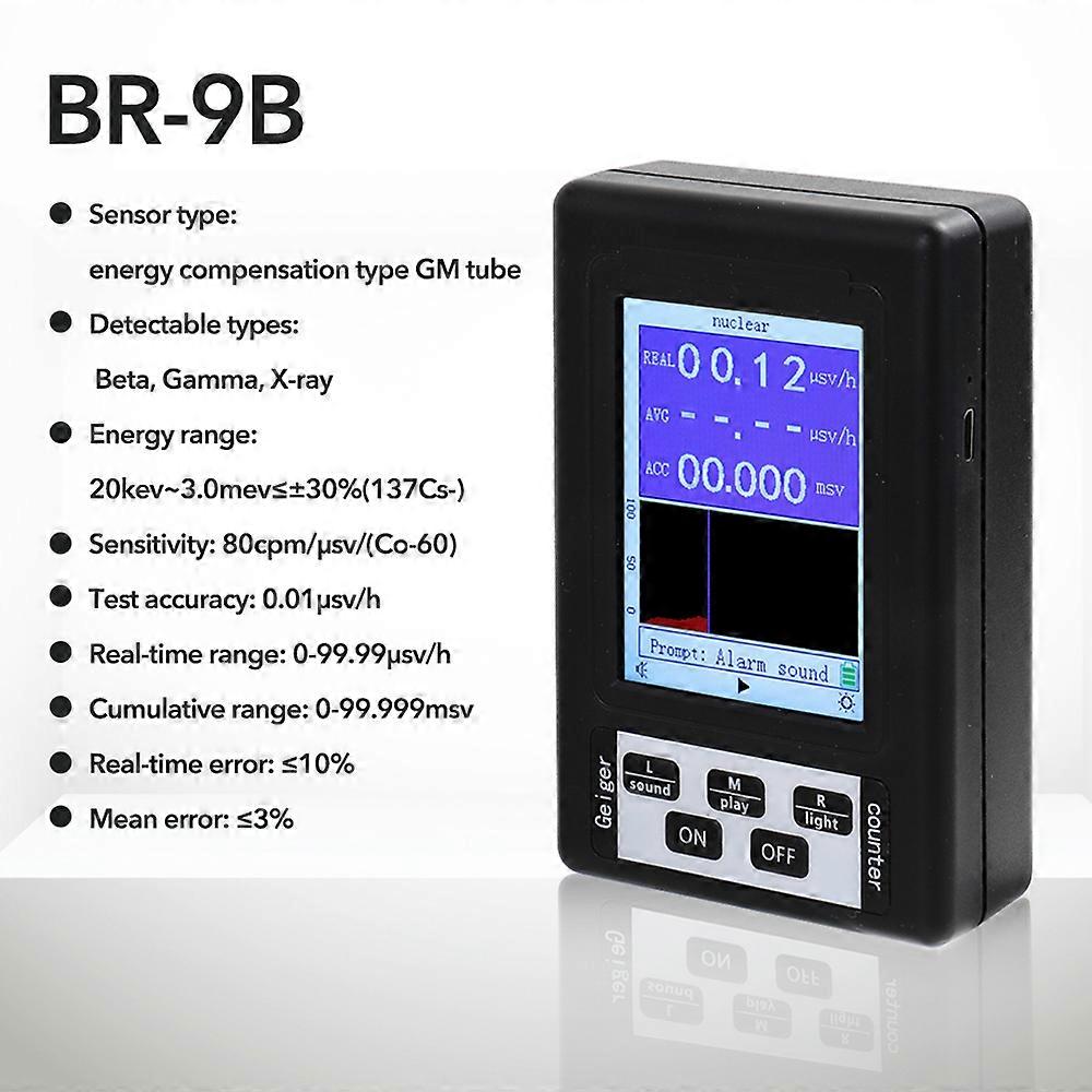 BR-9B Handheld Portable Digital Display Nuclear Radiation Detector Geiger Counter Semi-functional Type Dosimeter Marble Tester
