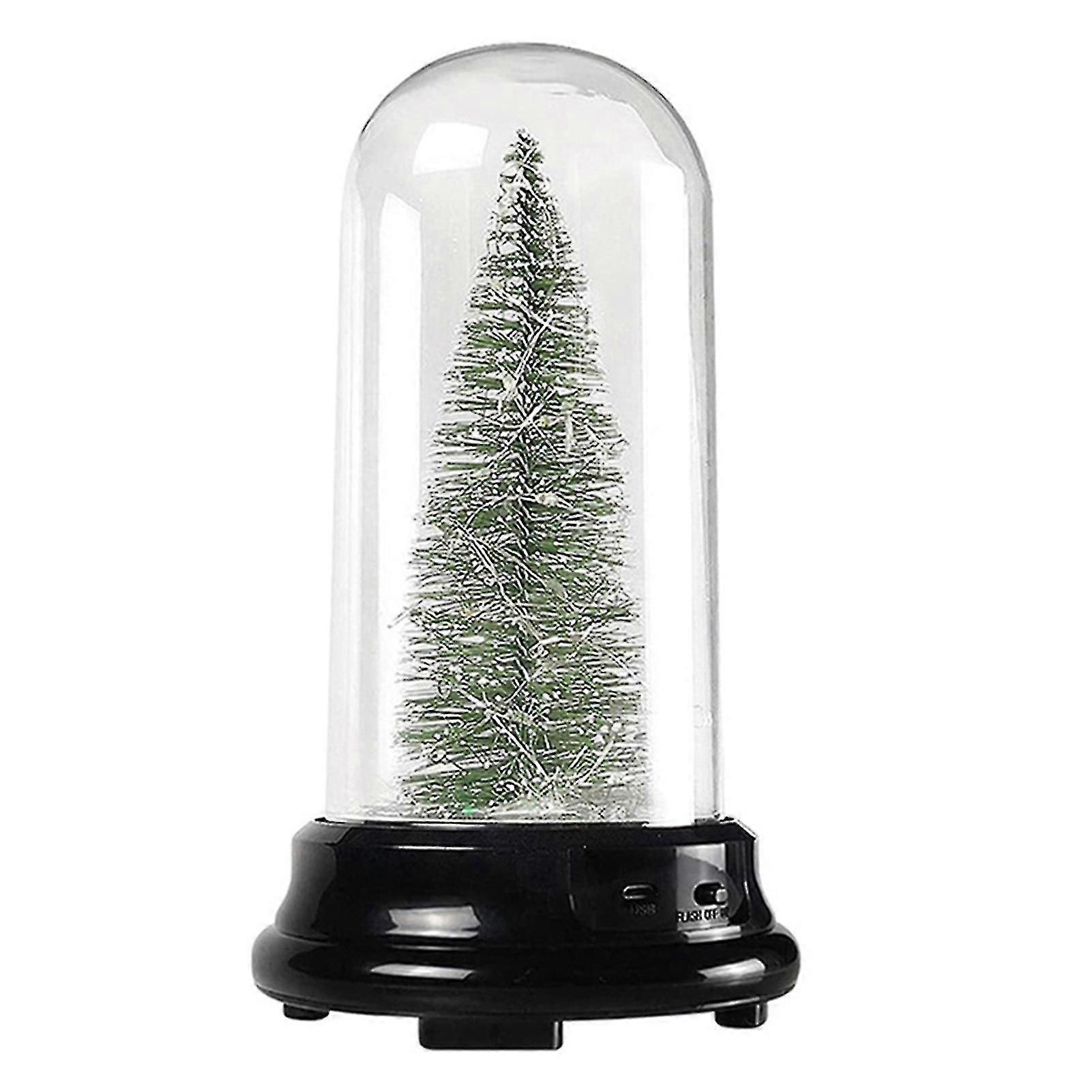 Künstlicher Weihnachtsbaum in Glaskuppel Abdeckung Miniatur Ornamente Led