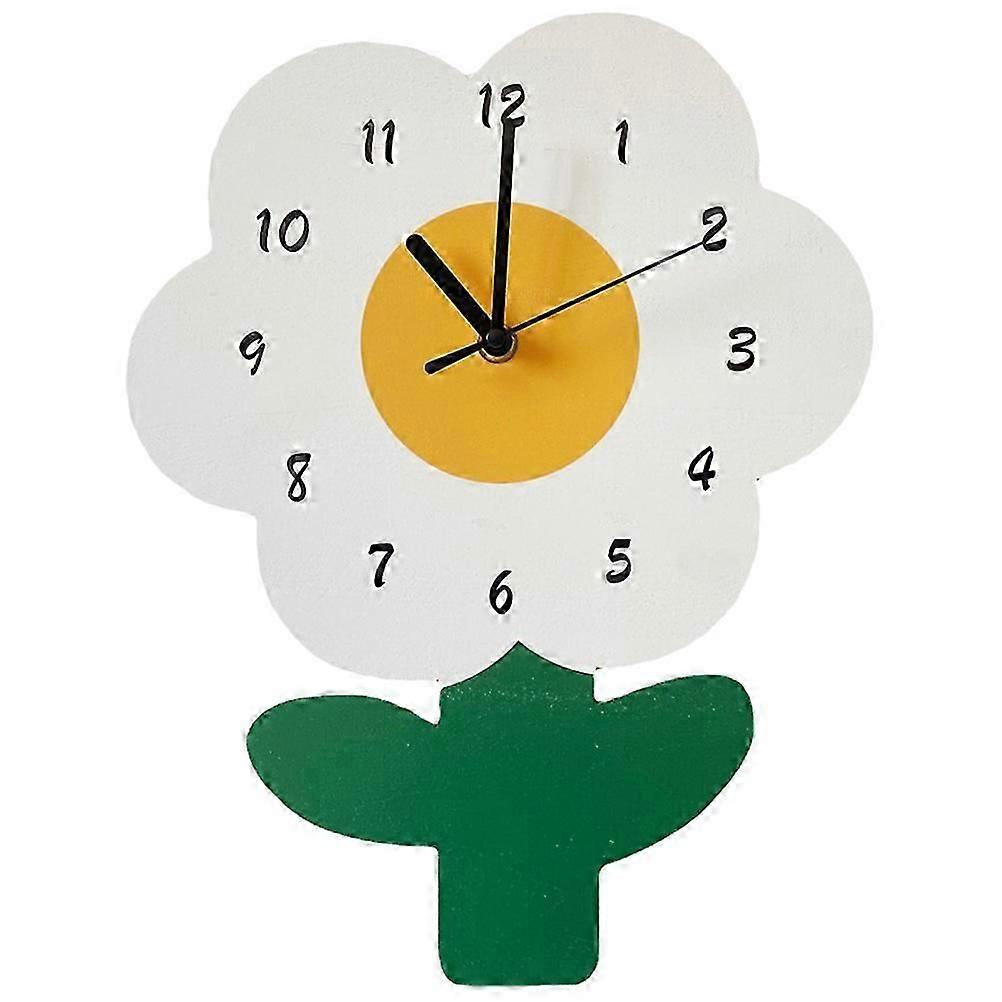 Wooden Wall Clock Flower Shaped Clock Silent Clock Decorative Cartoon Clock Mute Clock