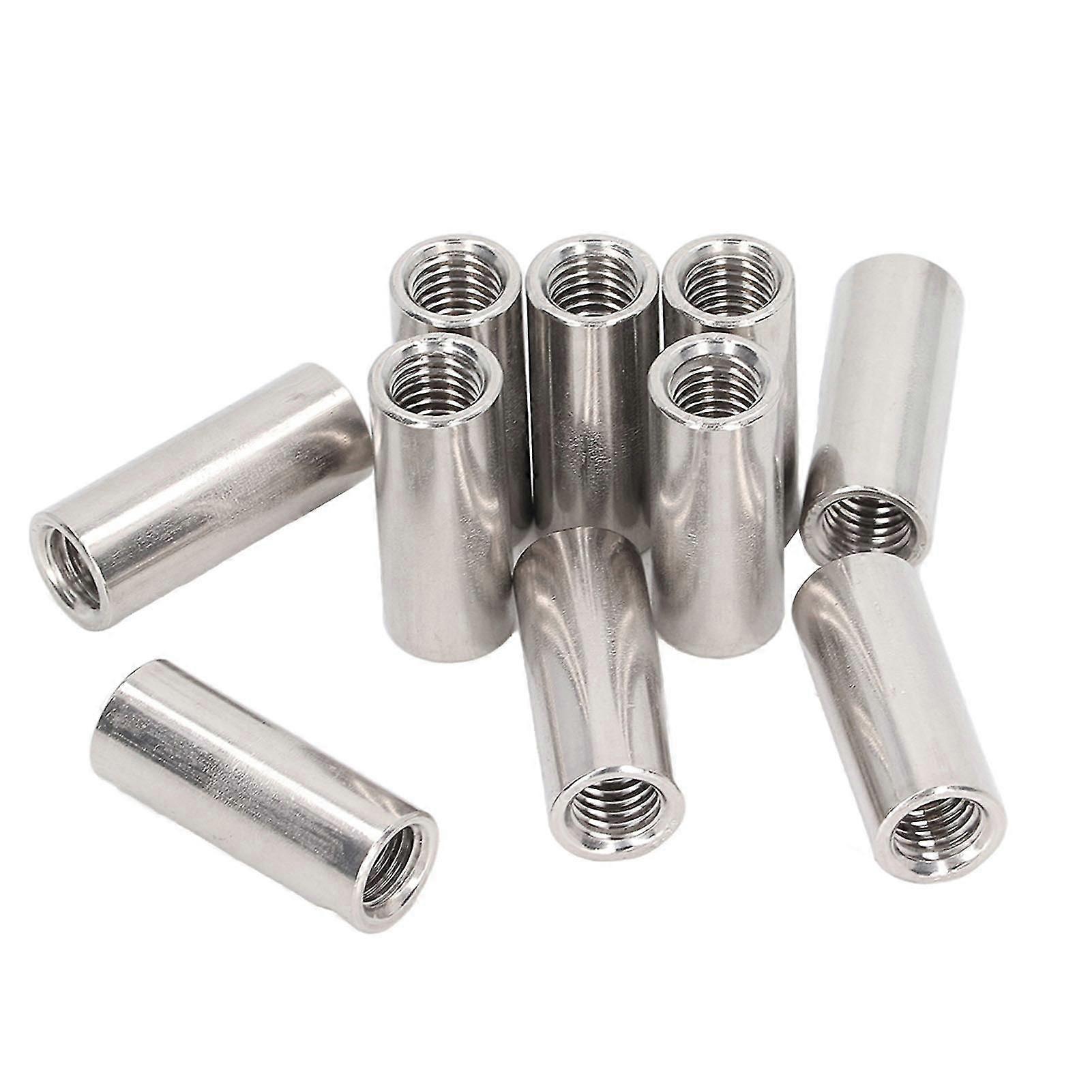10 Pcs Round Coupling Nut M10x1.5 L35mm Stainless Steel Round Threaded Rod Connecting Nuts