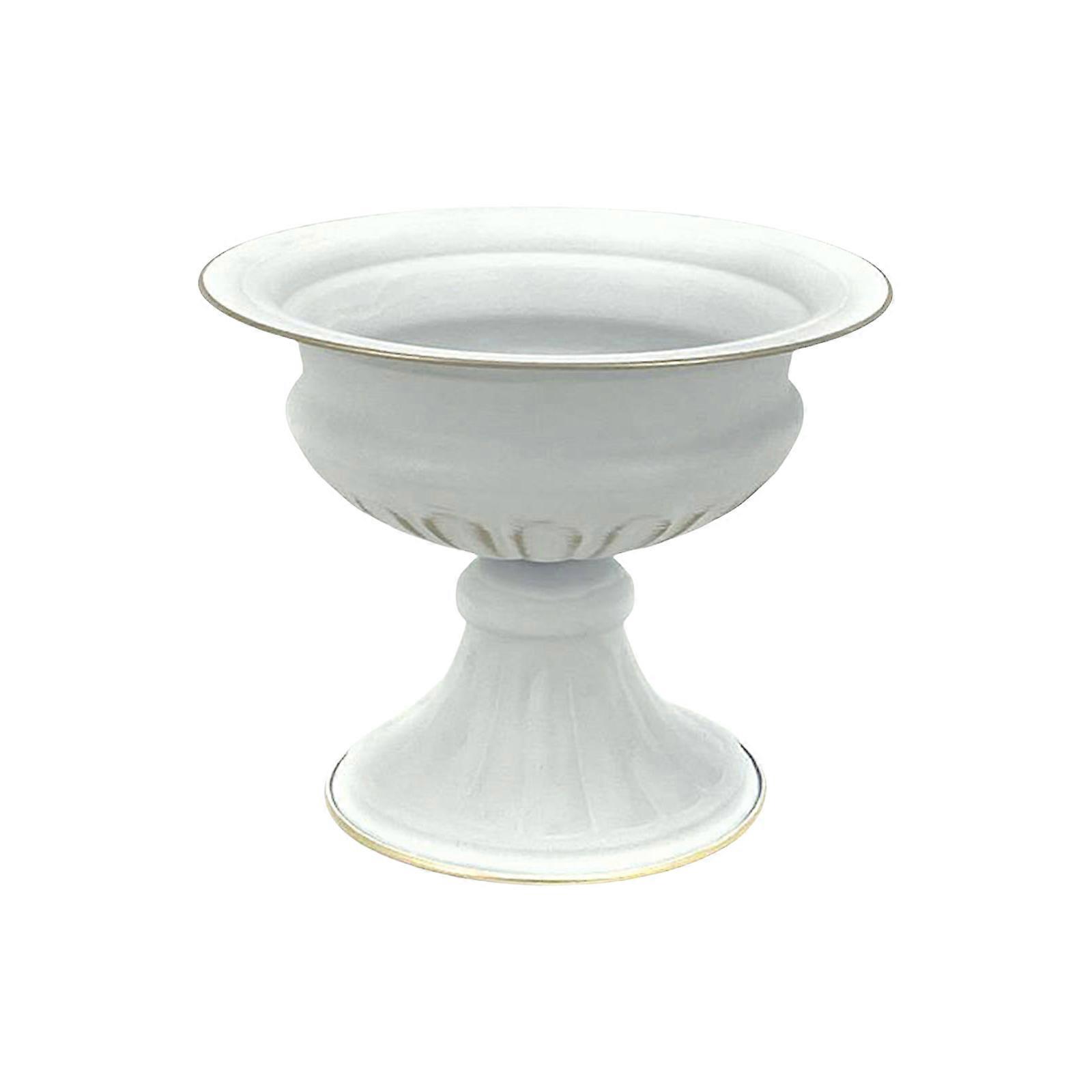 Multiuse Decorative Vase Retro Flower Arrangement Tall Vase Iron Flower Pot for Various Room and Formal Event Setting White gold