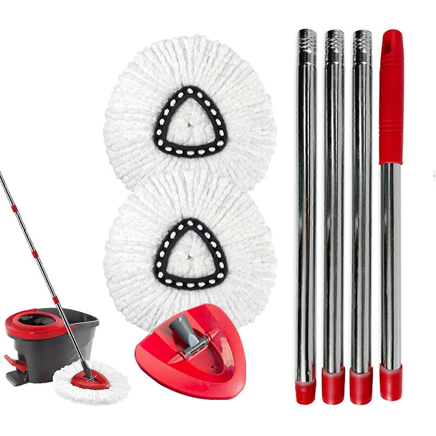 Rotating Mop Replacement Set Microfiber Mop Refills with Mop Head Base and Stainless Steel Handle fo