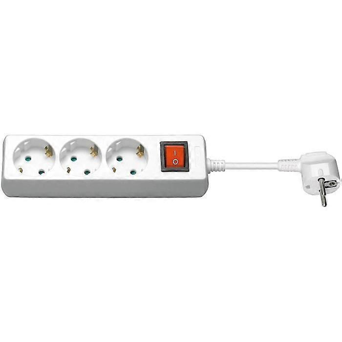 Electrical socket - MICRO CONNECT - 3-way Schuko Socket - White - With ON/OFF switch - Child protection