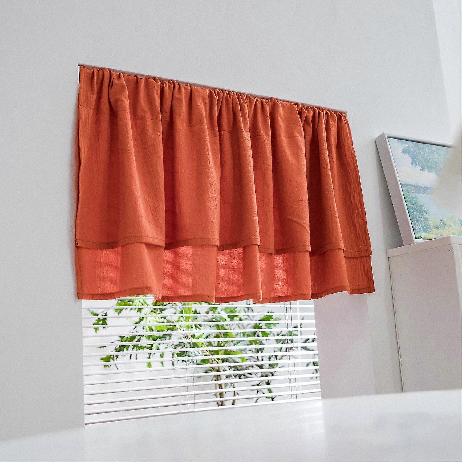 Solid Color Half-cut Short Curtain Coffee Curtain Punch-free Kitchen Partition Blackout Curtain Curtain Finished Product