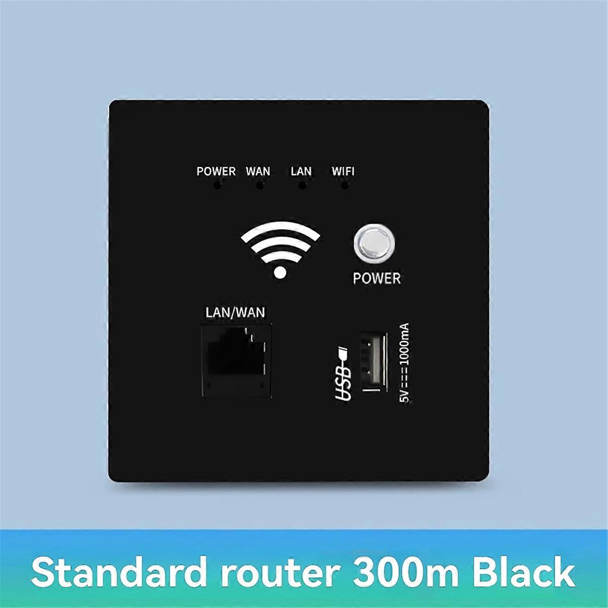 Routeur Wi-Fi 300 Mbps 2,4 GHz, prise Wi-Fi sans fil, relais RJ45 AP, prise USB intelligente, panneau intgr, routeur Wi-Fi mural B