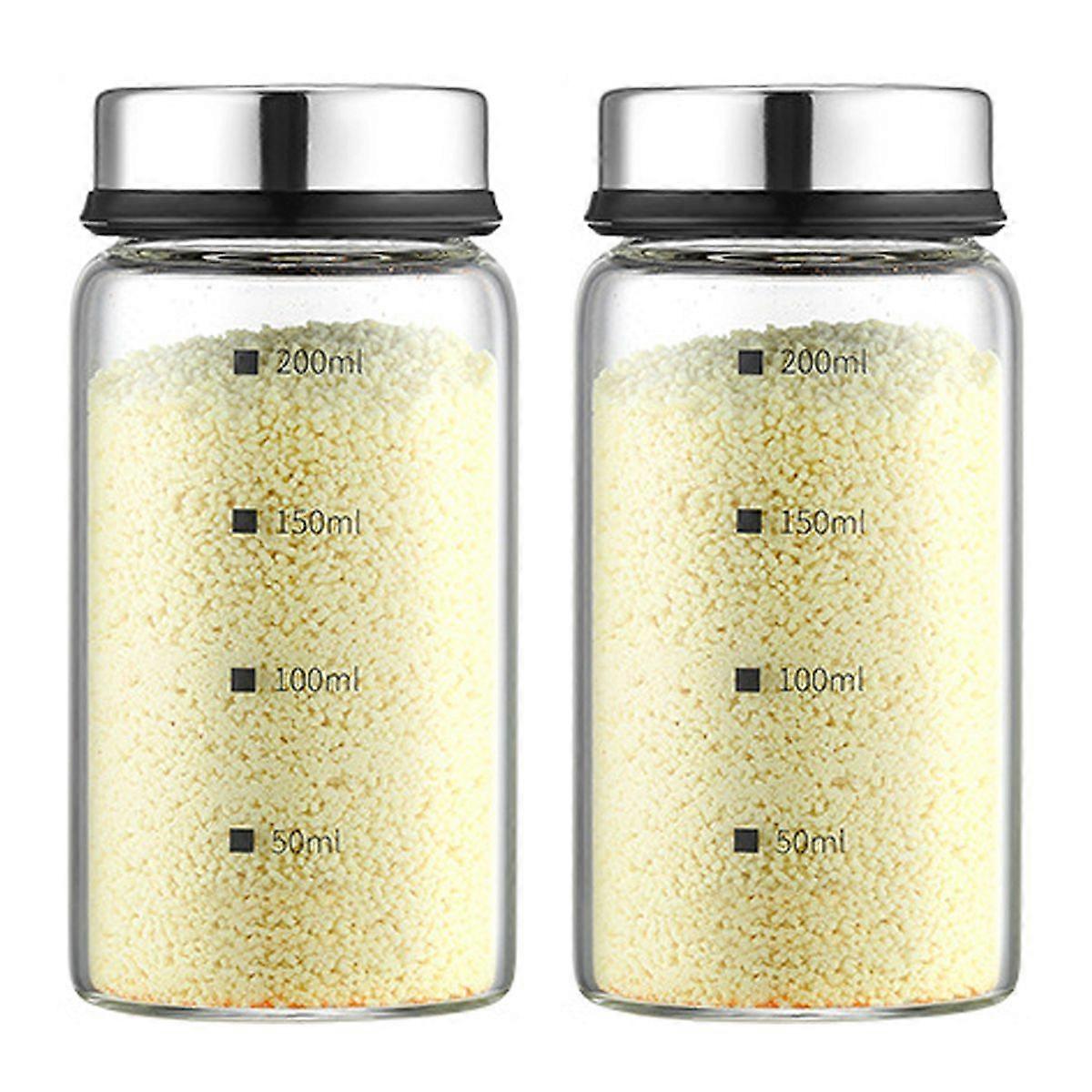 2 spice cans with twisted lids, borosilicate cans, spice cans of 200ml, spice shaker bottles with spice holes, used for spices or herbs in kitchens or